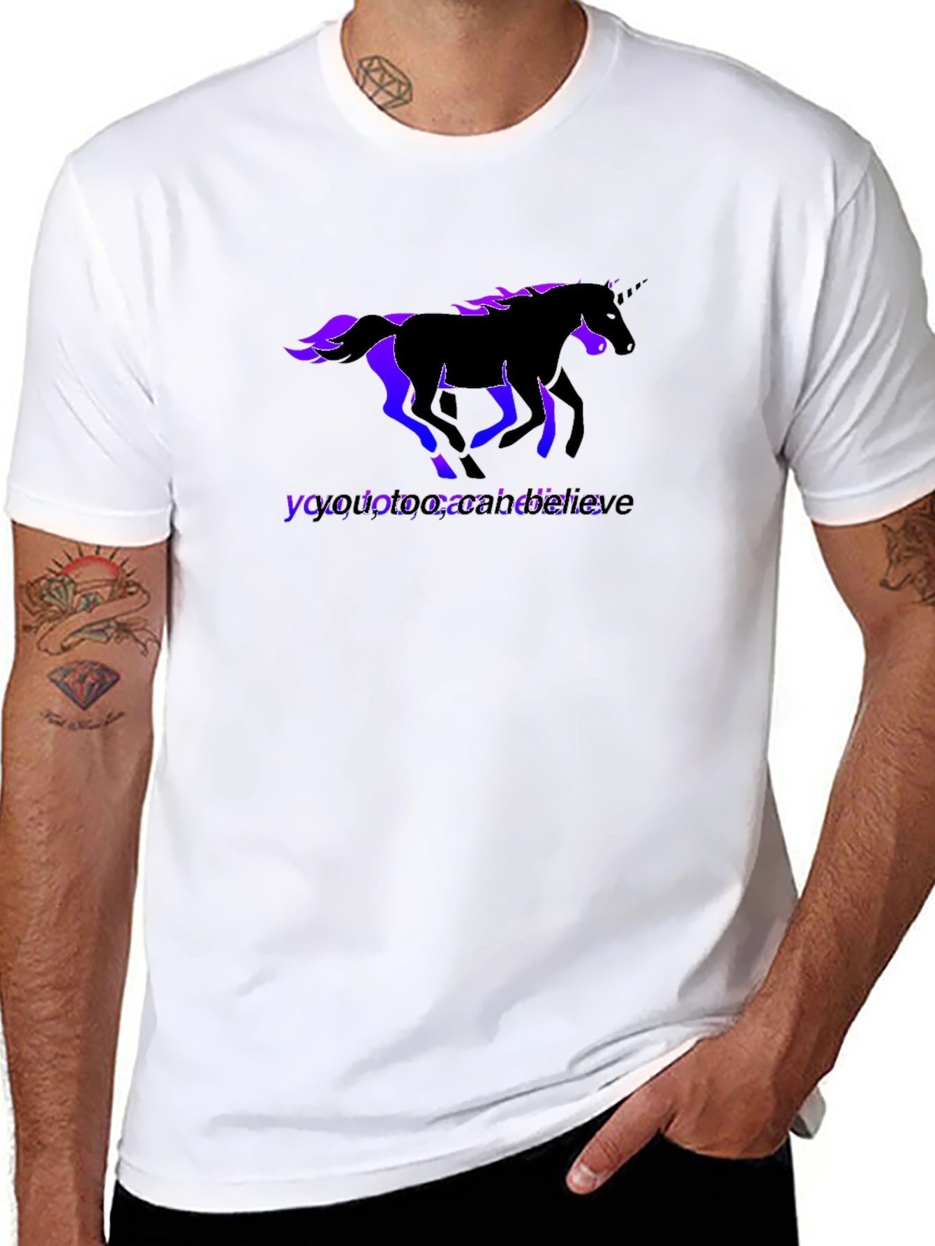 Believe Unicorn Graphic Black Tee