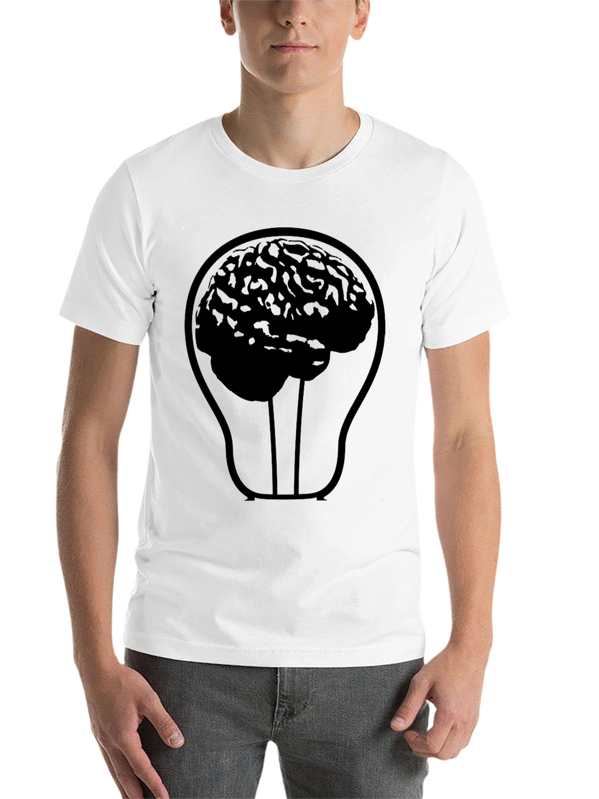 Brain Lightbulb Graphic Tee - Black