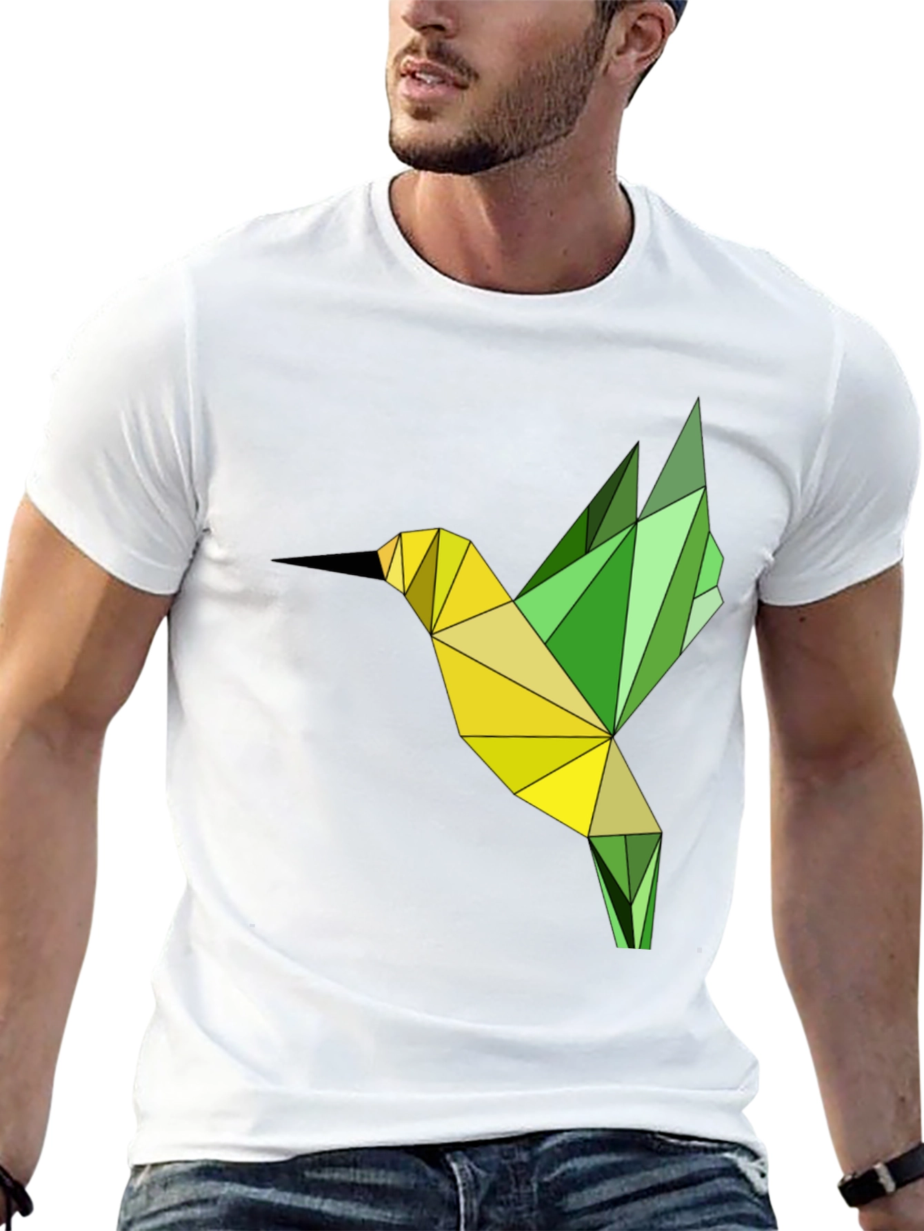 Geometric Hummingbird Graphic T-Shirt