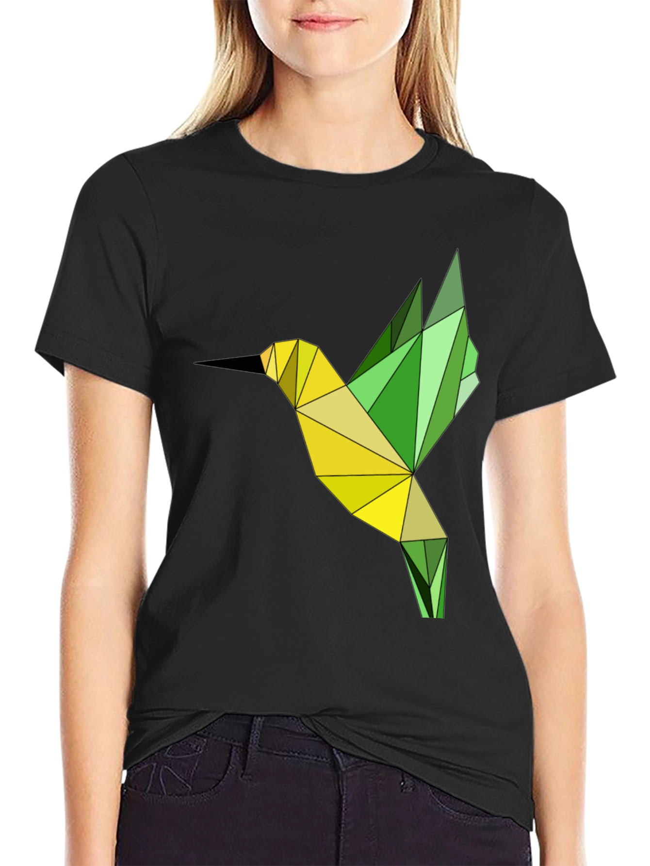 Geometric Hummingbird Graphic T-Shirt
