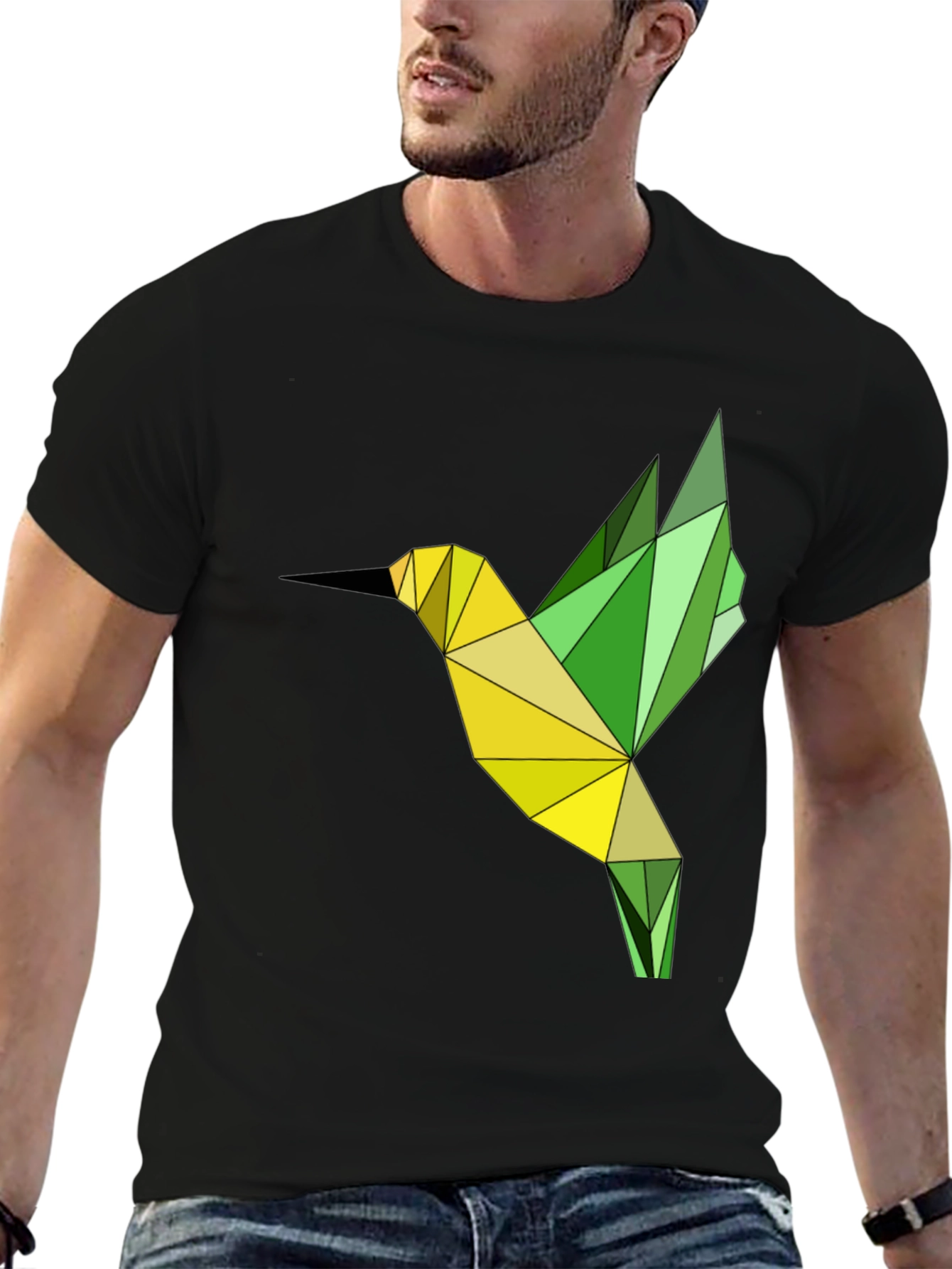Geometric Hummingbird Graphic T-Shirt