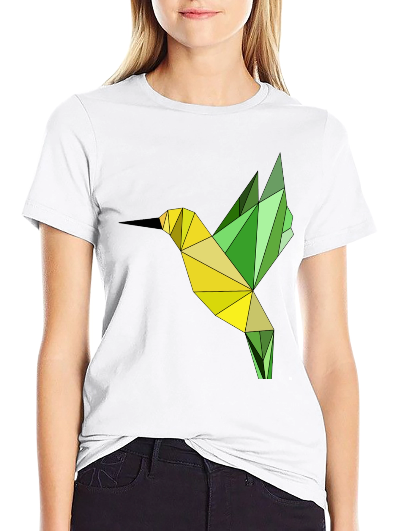 Geometric Hummingbird Graphic T-Shirt