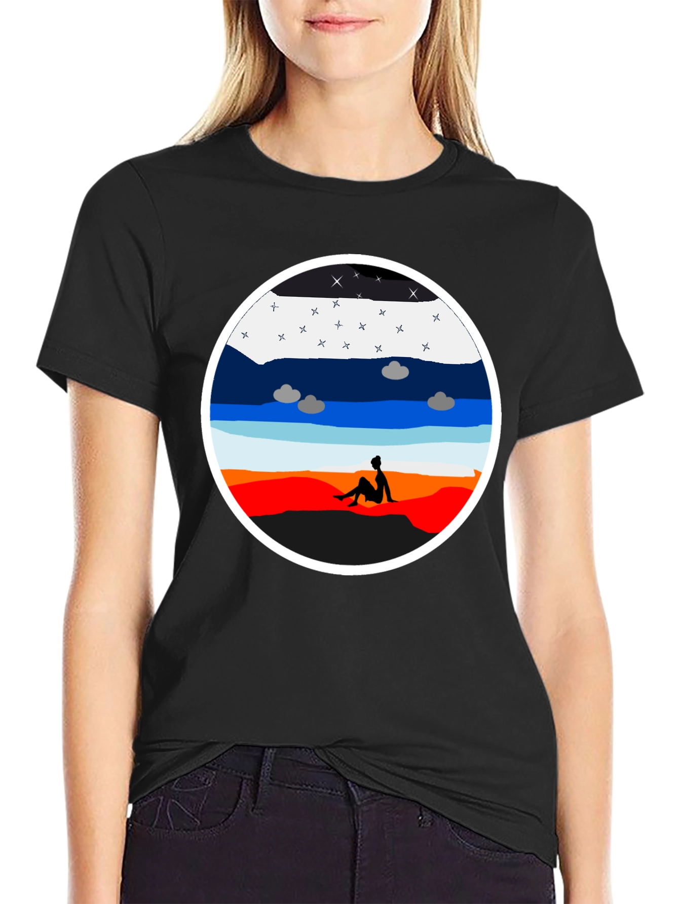 Sunset Silhouette Graphic Tee - Unisex Black T-Shirt