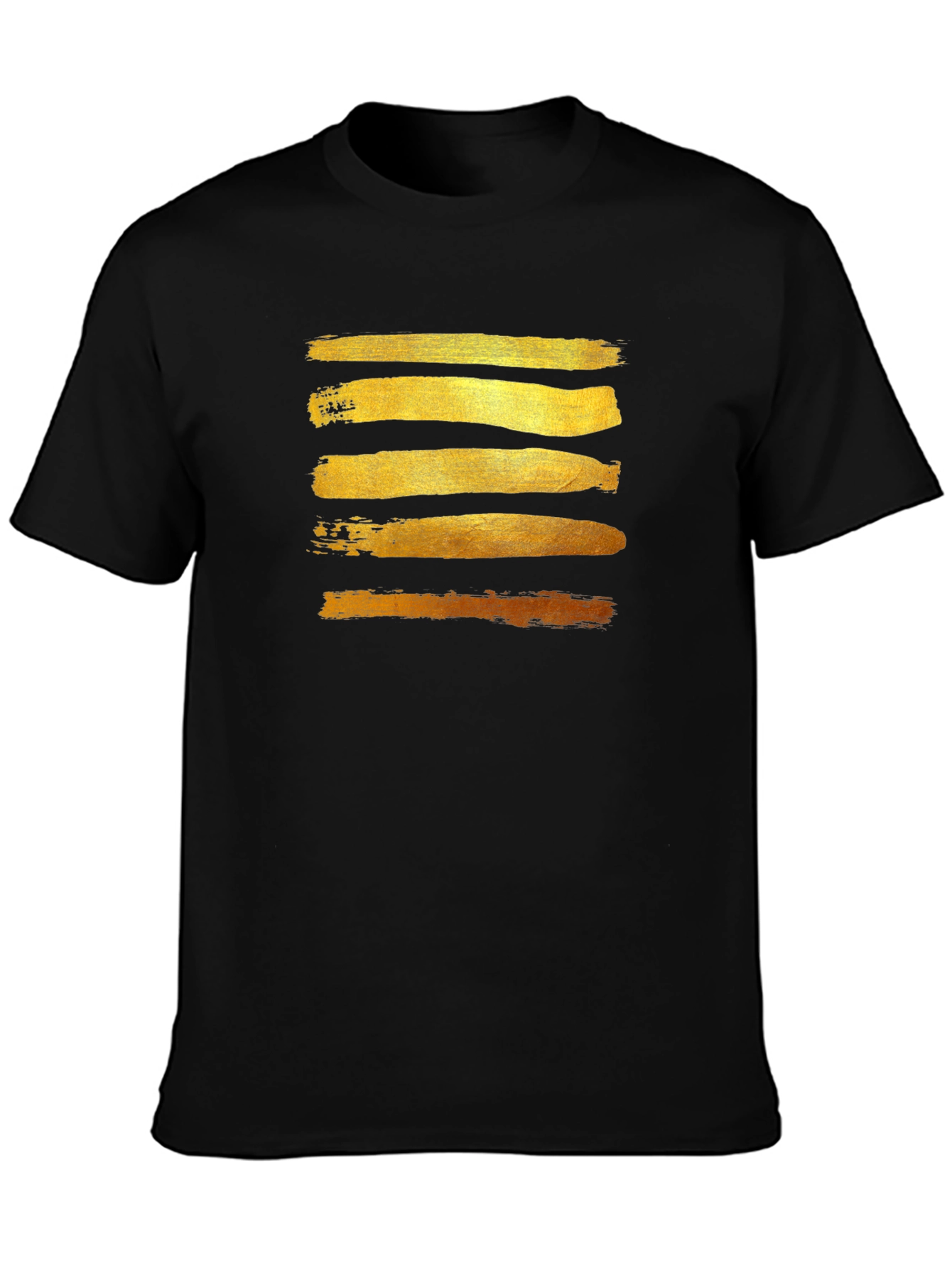 Gold Brushstroke Graphic Tee - Stylish Mens Black T-Shirt