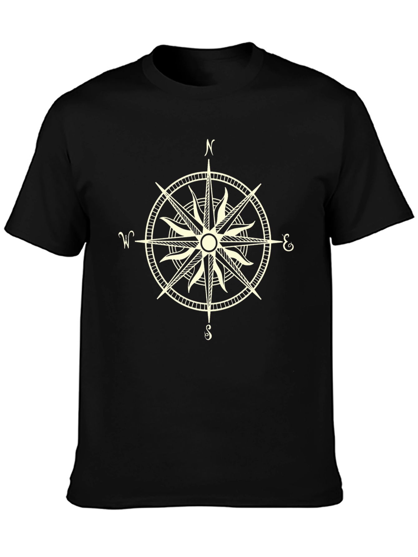 Compass Rose Graphic T-Shirt - Stylish Black Tee