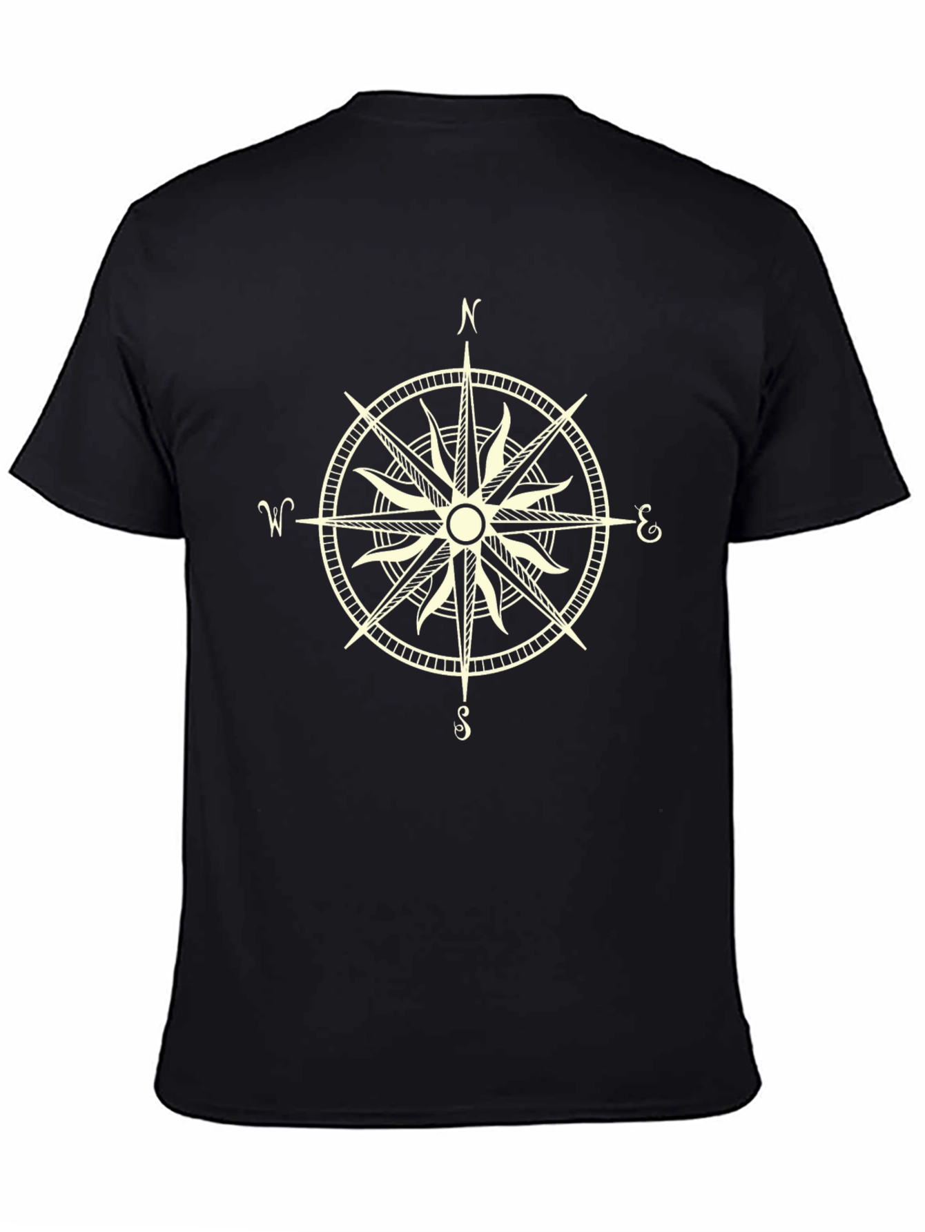Compass Rose Graphic T-Shirt - Stylish Black Tee