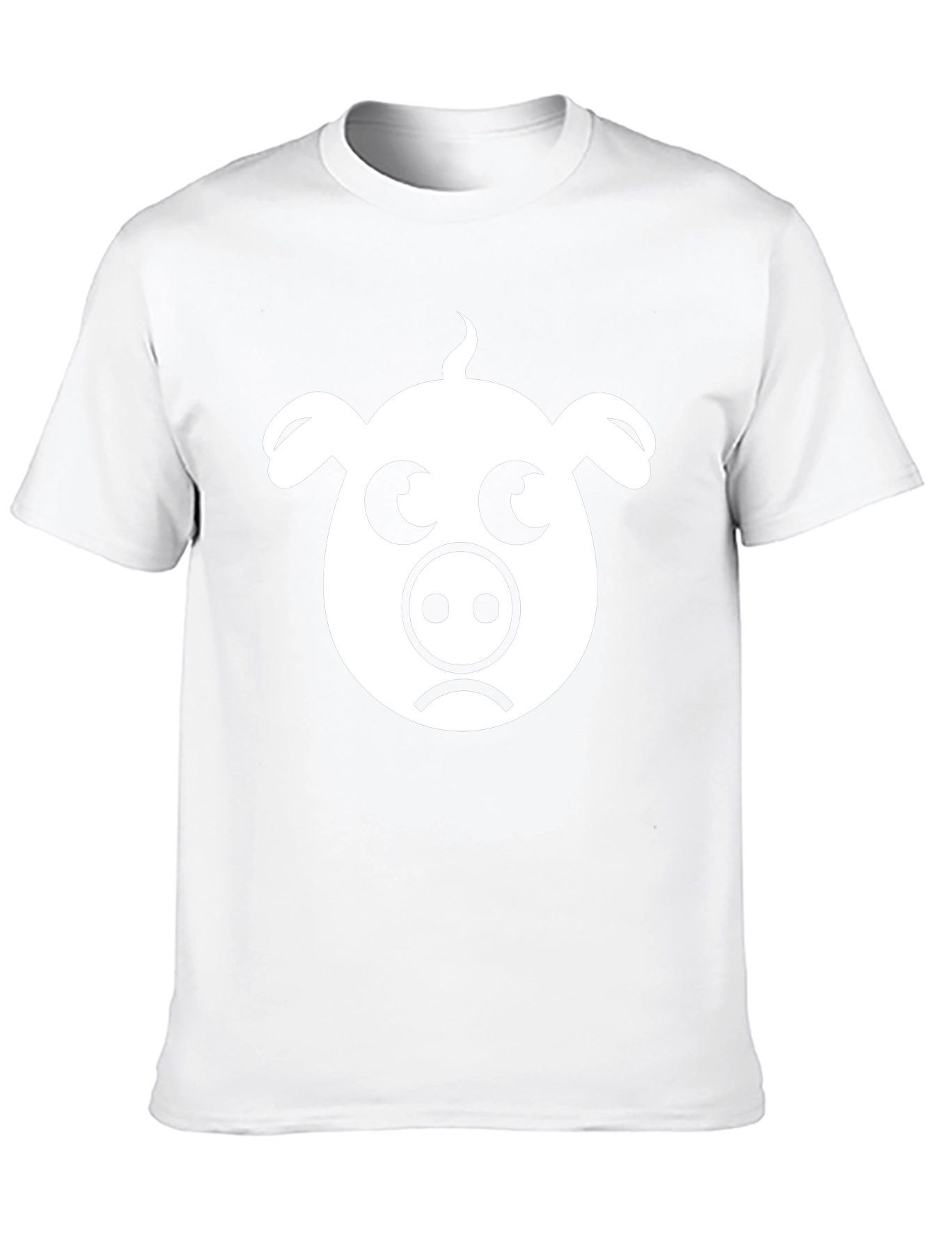 Sad Pig Face T-Shirt - Black Cotton Tee