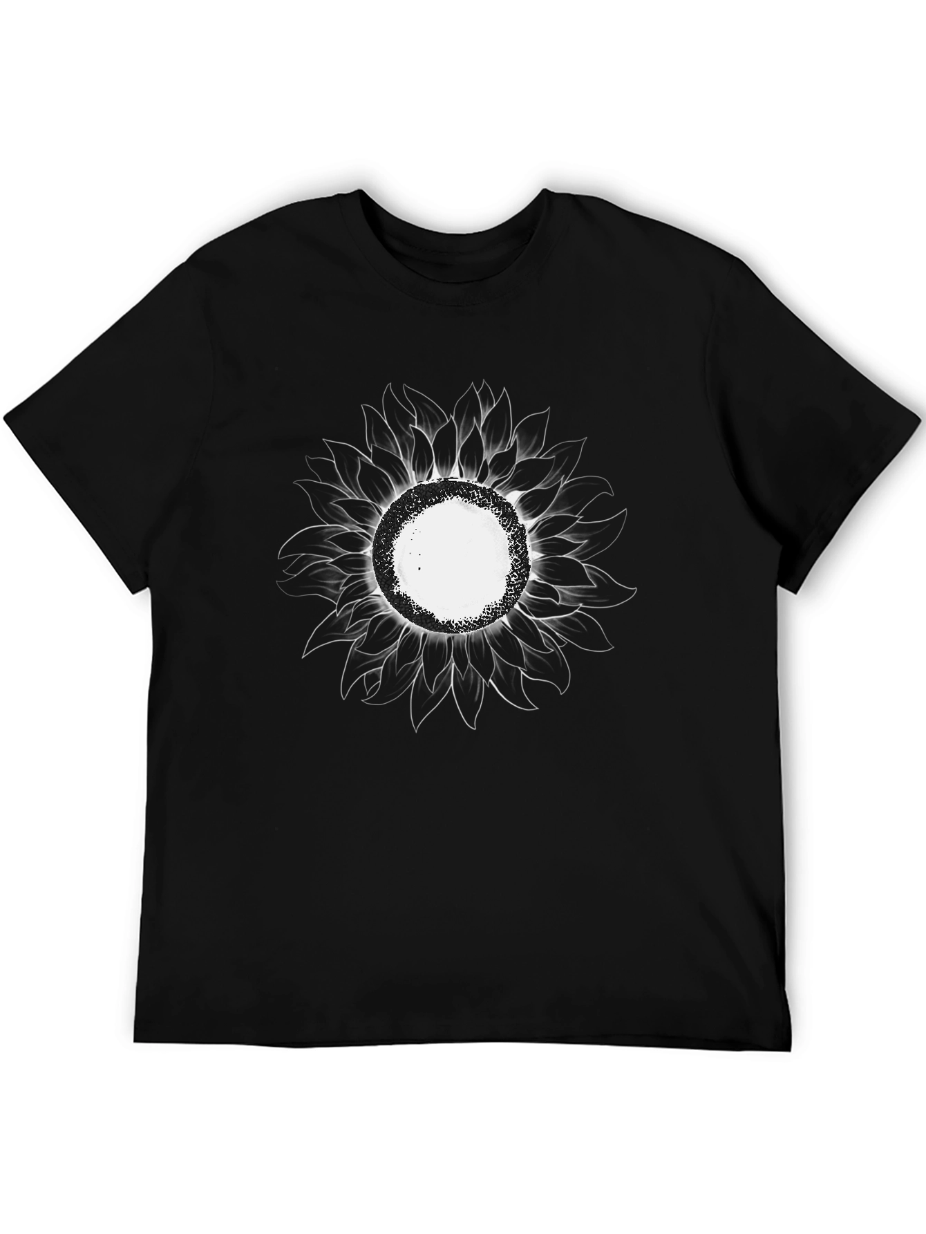 Mens Black Sunflower Graphic T-Shirt