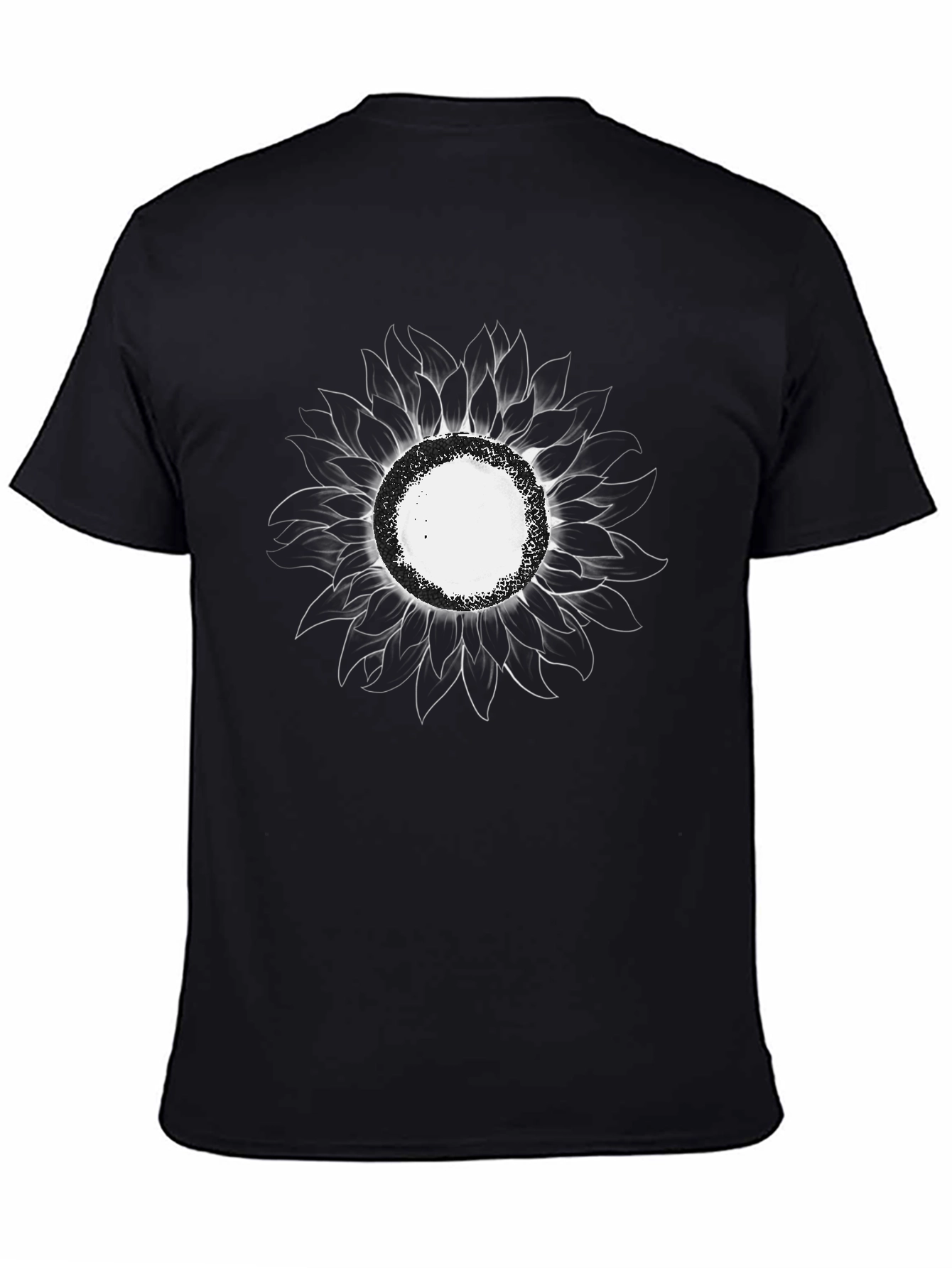 Mens Black Sunflower Graphic T-Shirt