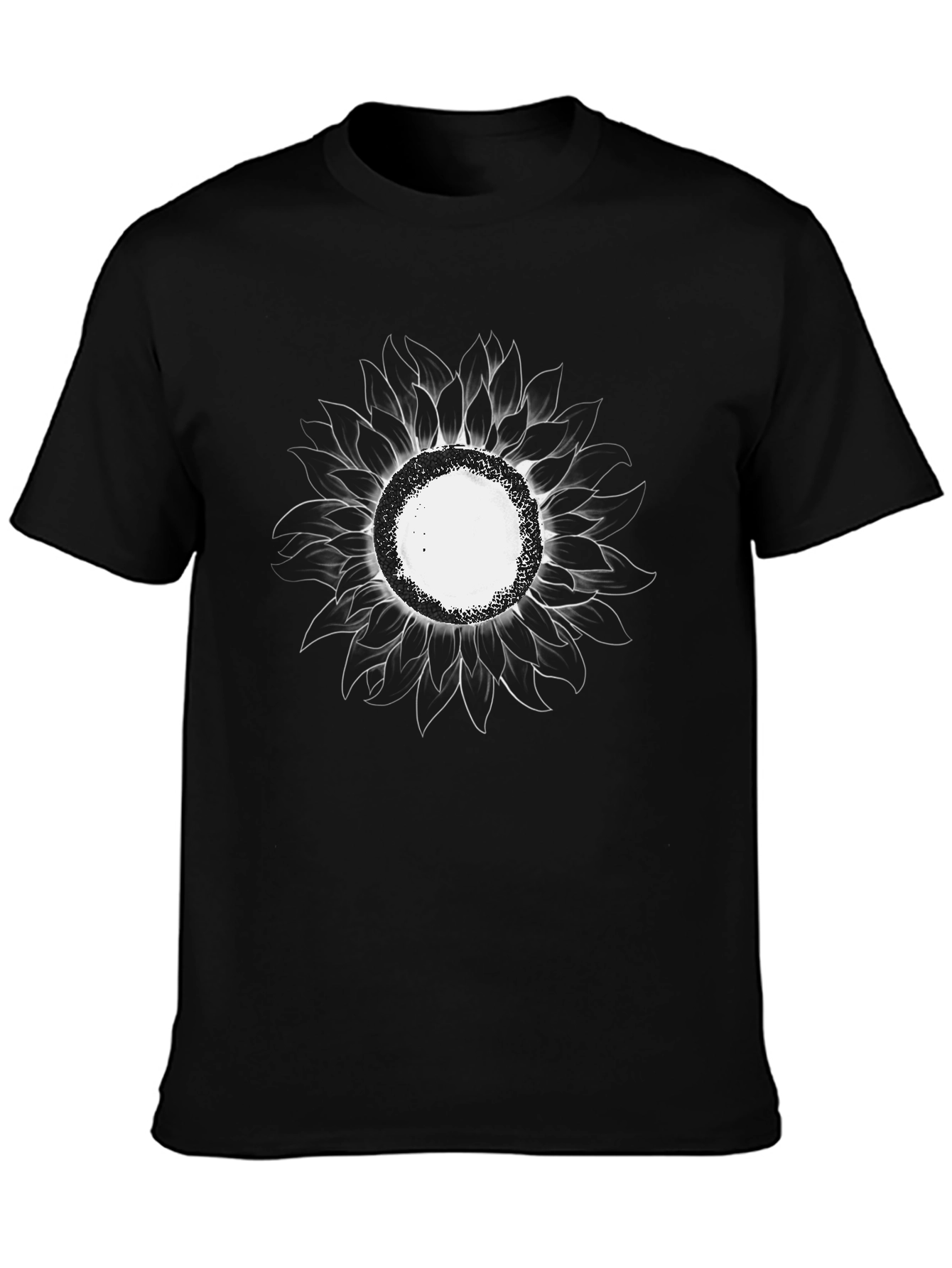 Mens Black Sunflower Graphic T-Shirt