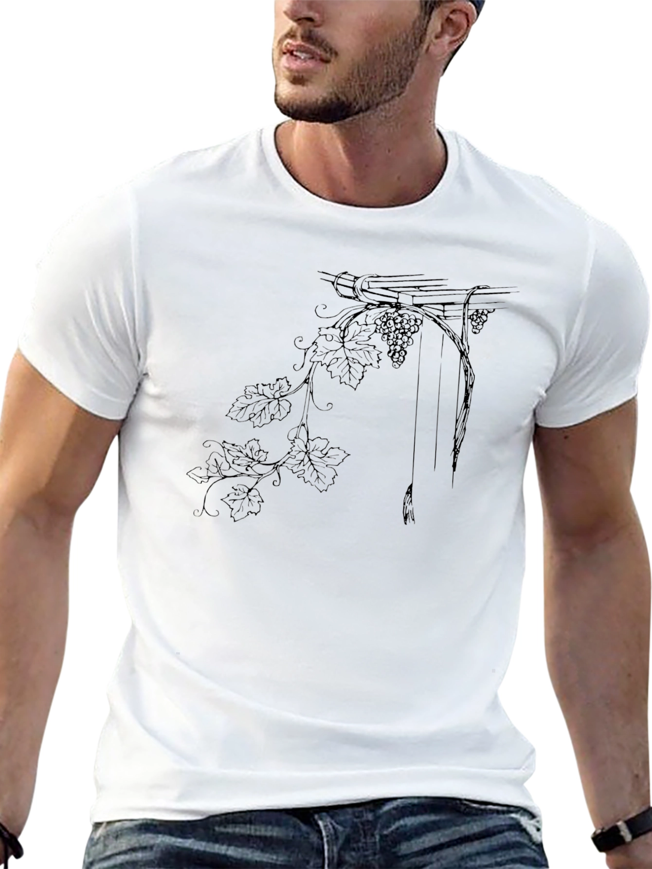 Elegant Grape Vine Graphic Tee - Classic Comfort