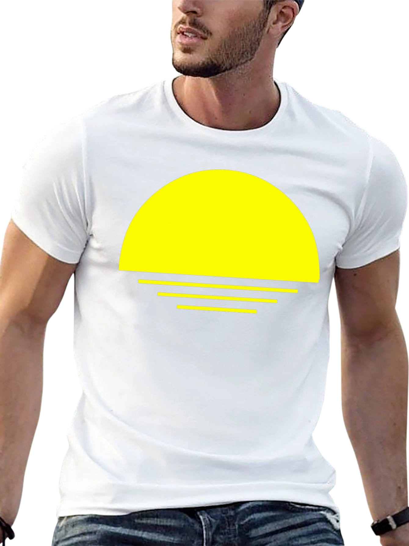 Sunset Graphic Tee - Retro Vibe Black T-Shirt