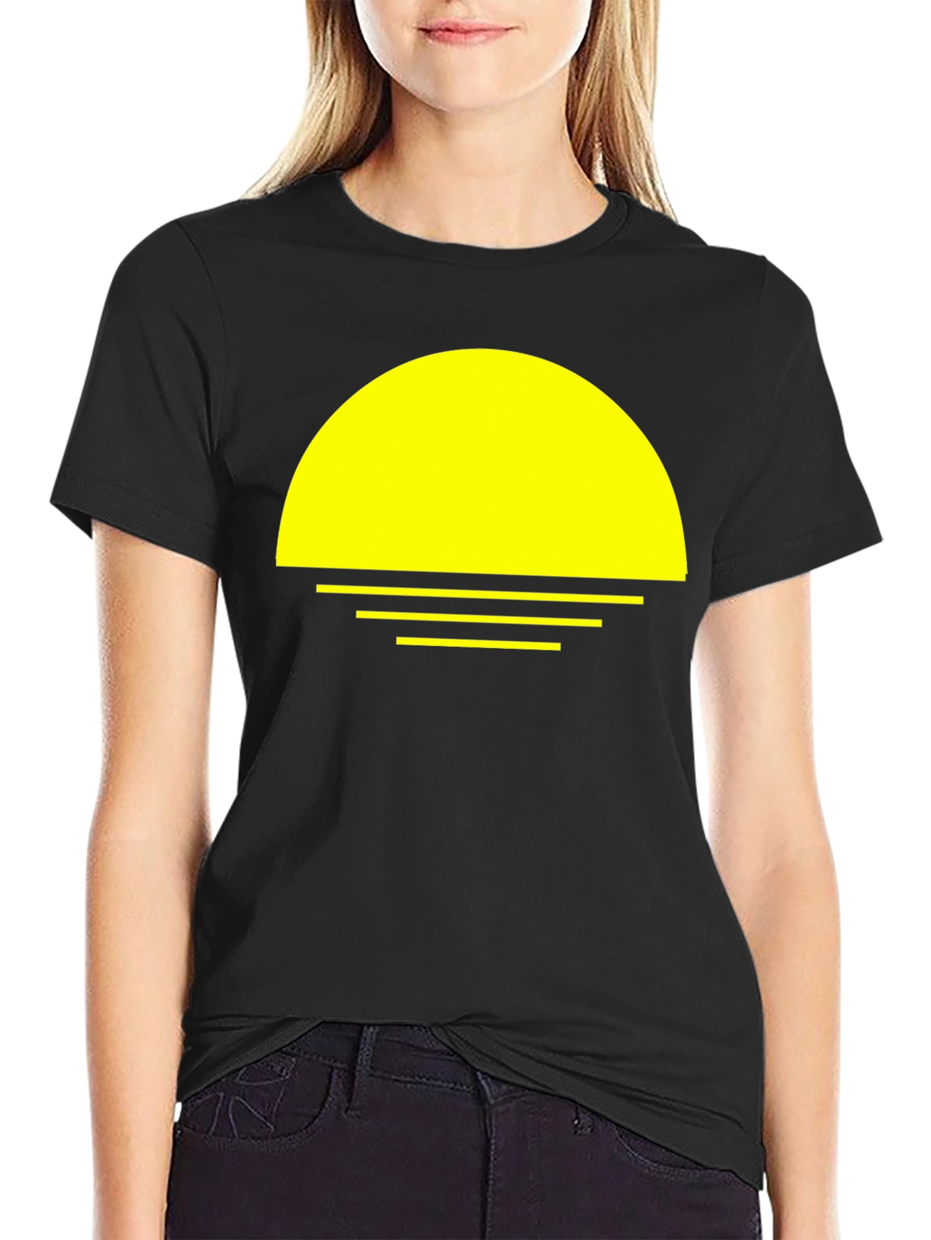 Sunset Graphic Tee - Retro Vibe Black T-Shirt