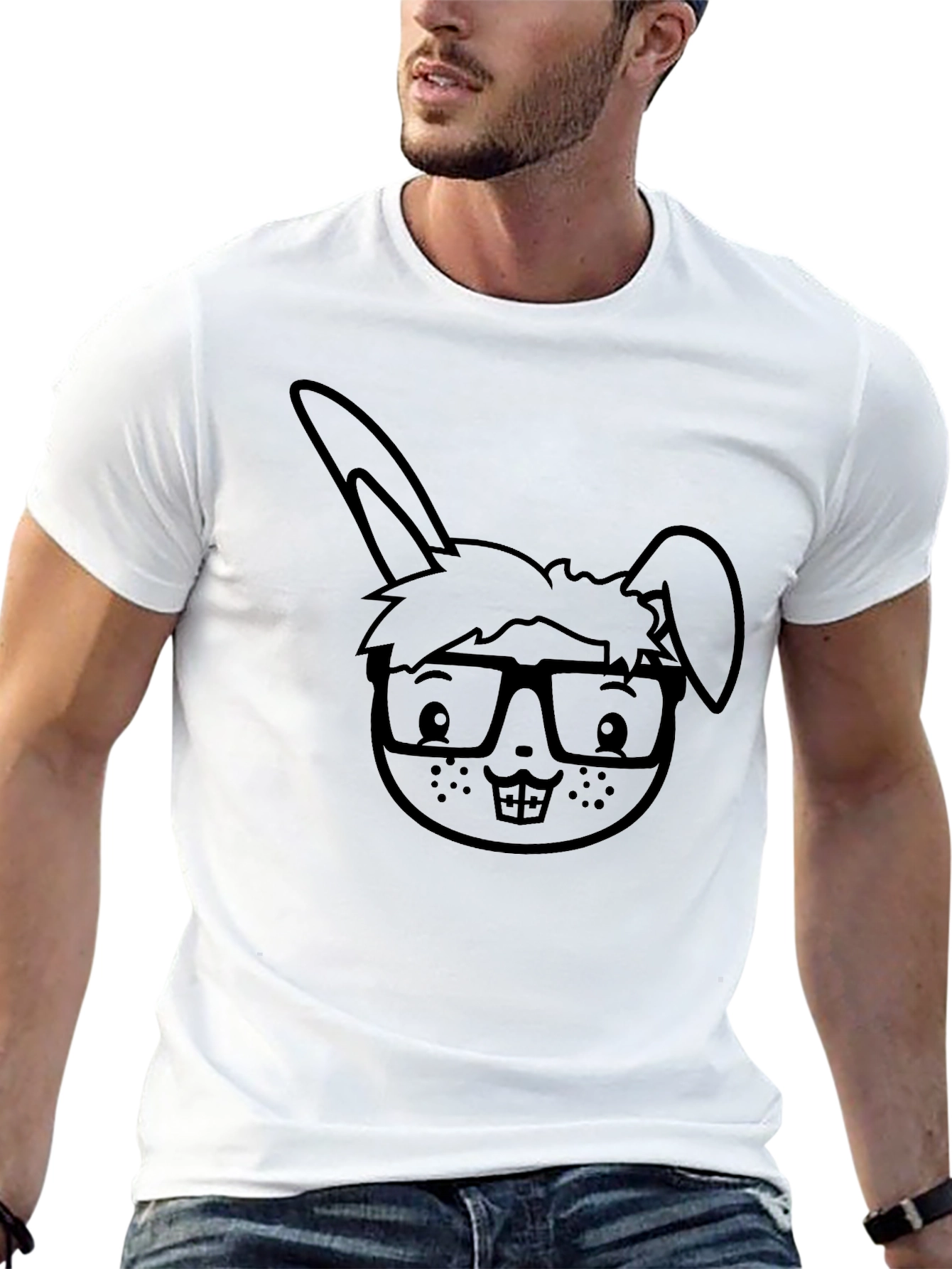 Nerdy Bunny Graphic Tee - Unisex Black T-Shirt