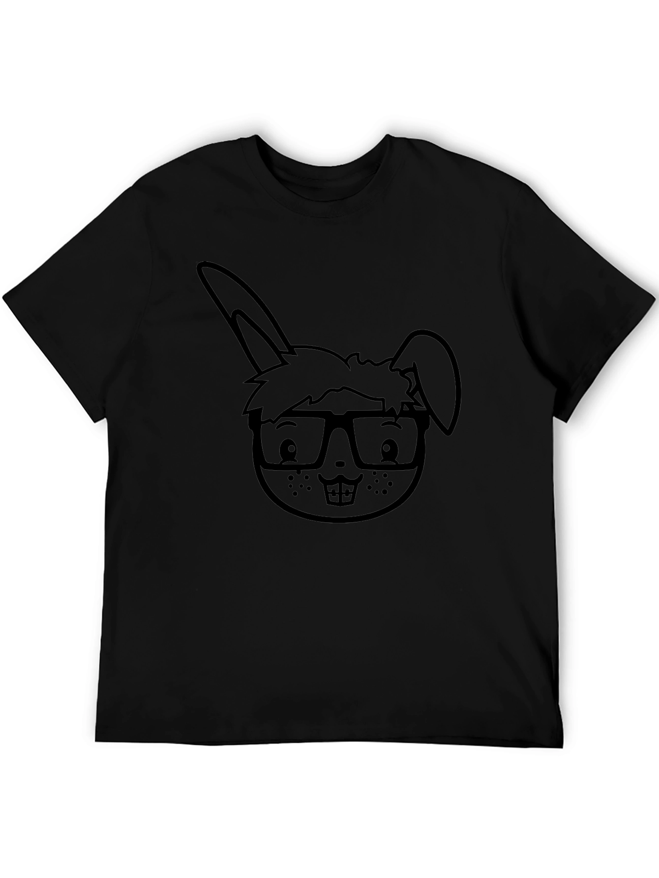 Nerdy Bunny Graphic Tee - Unisex Black T-Shirt