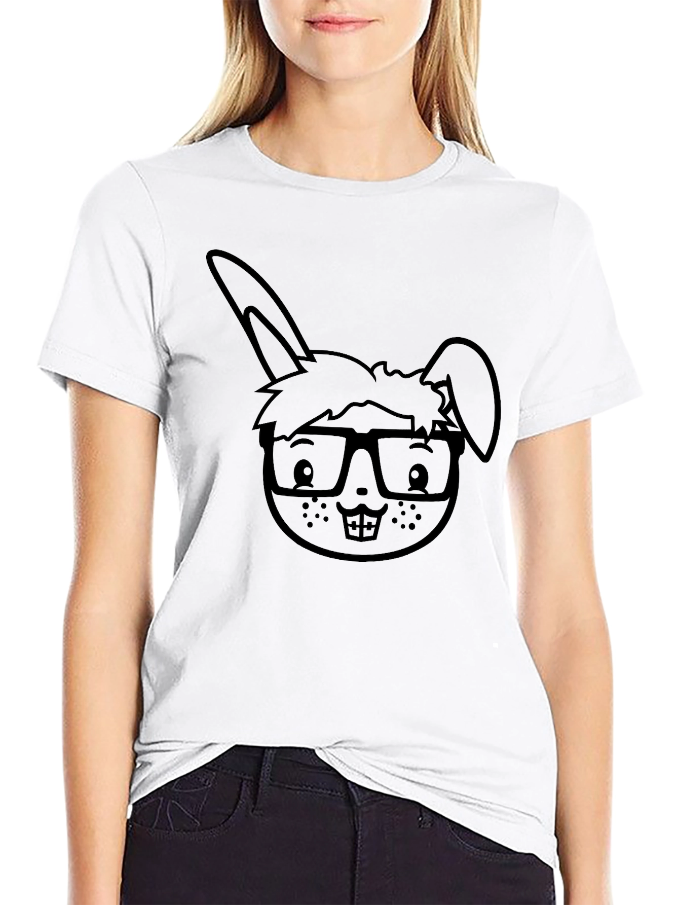 Nerdy Bunny Graphic Tee - Unisex Black T-Shirt