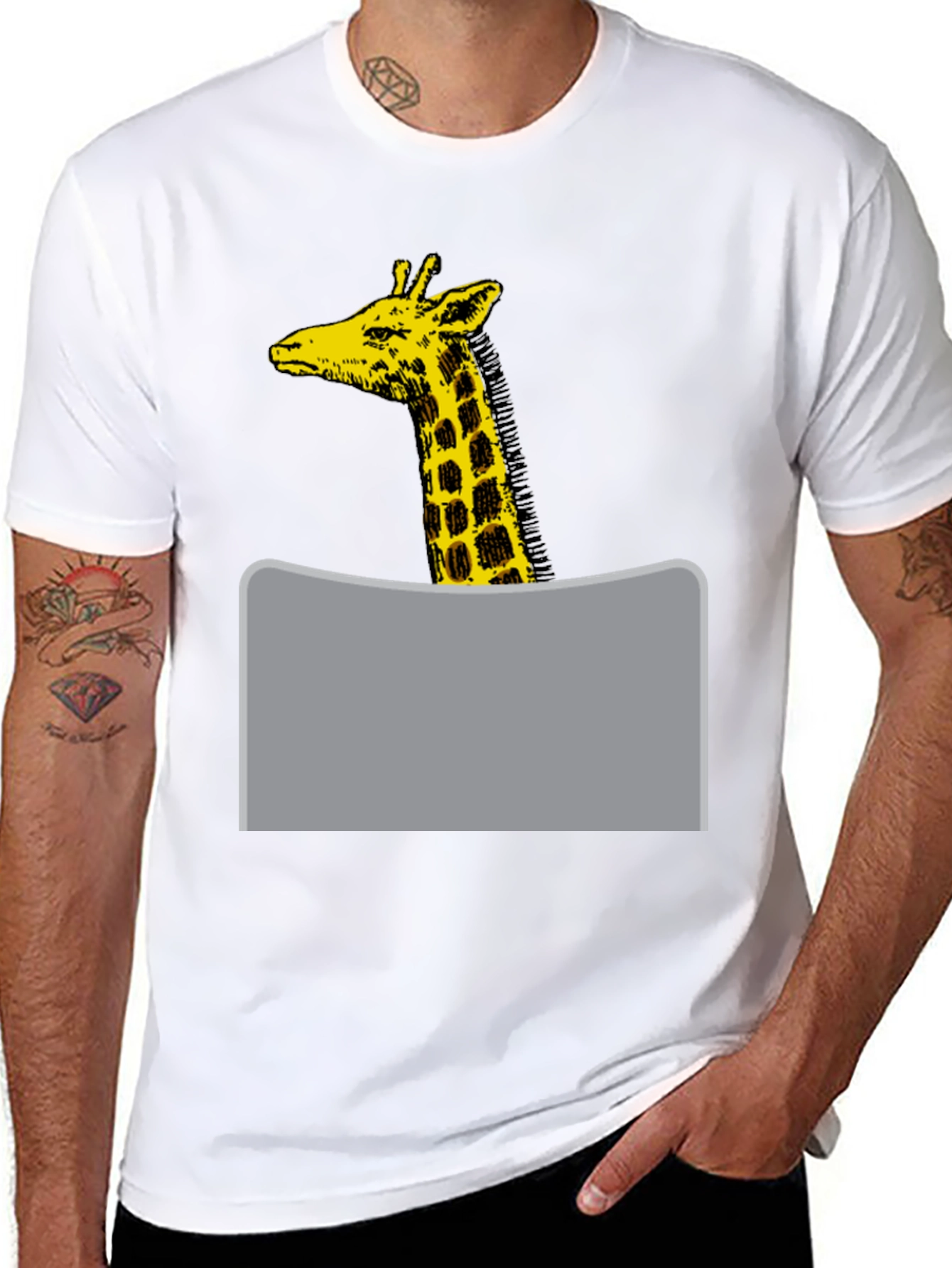 Giraffe Graphic Tee - Black Cotton Blend