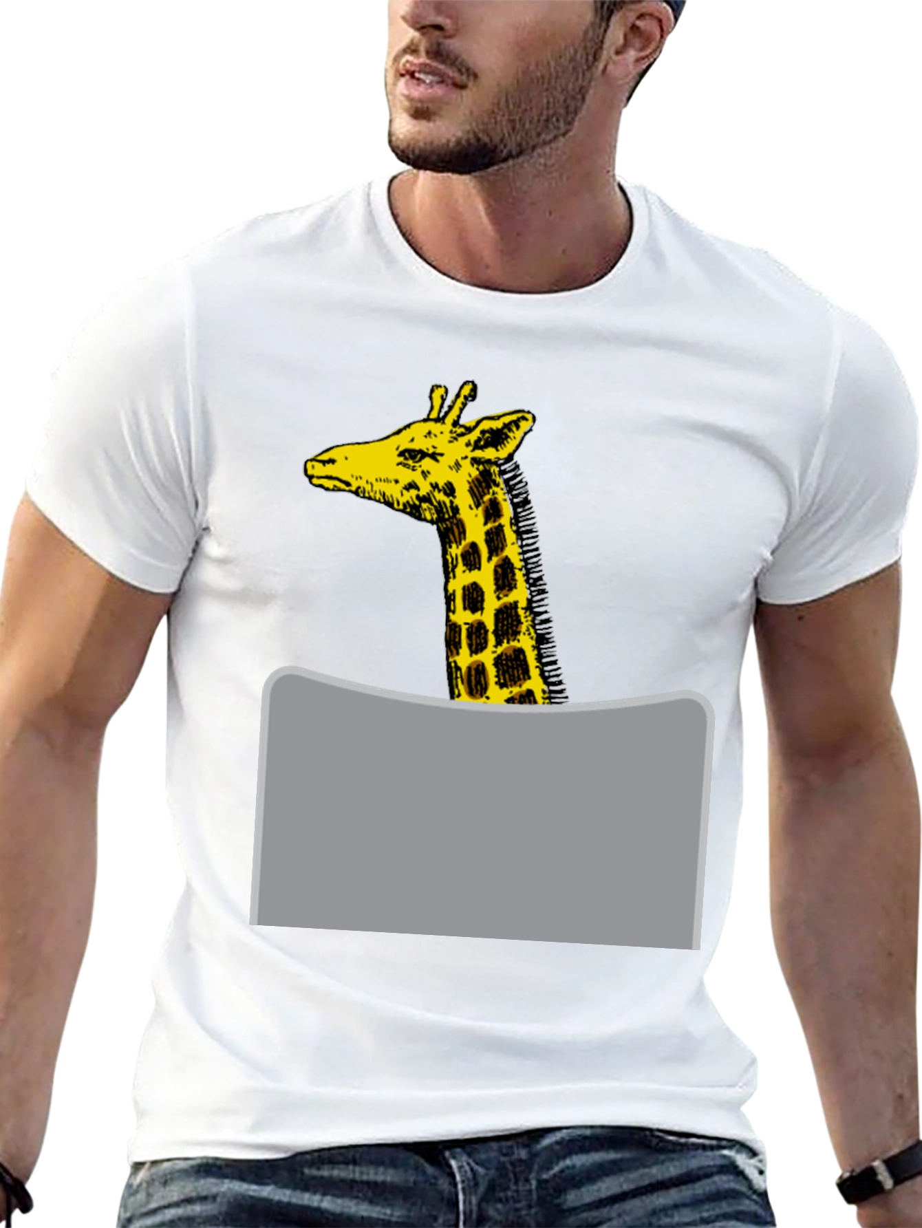 Giraffe Graphic Tee - Black Cotton Blend