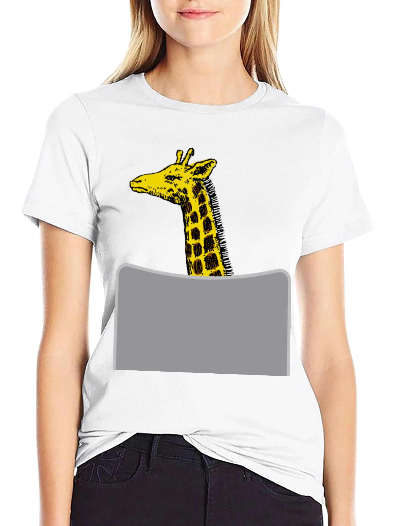Giraffe Graphic Tee - Black Cotton Blend