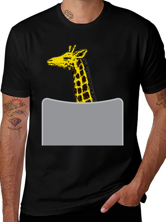 Giraffe Graphic Tee - Black Cotton Blend