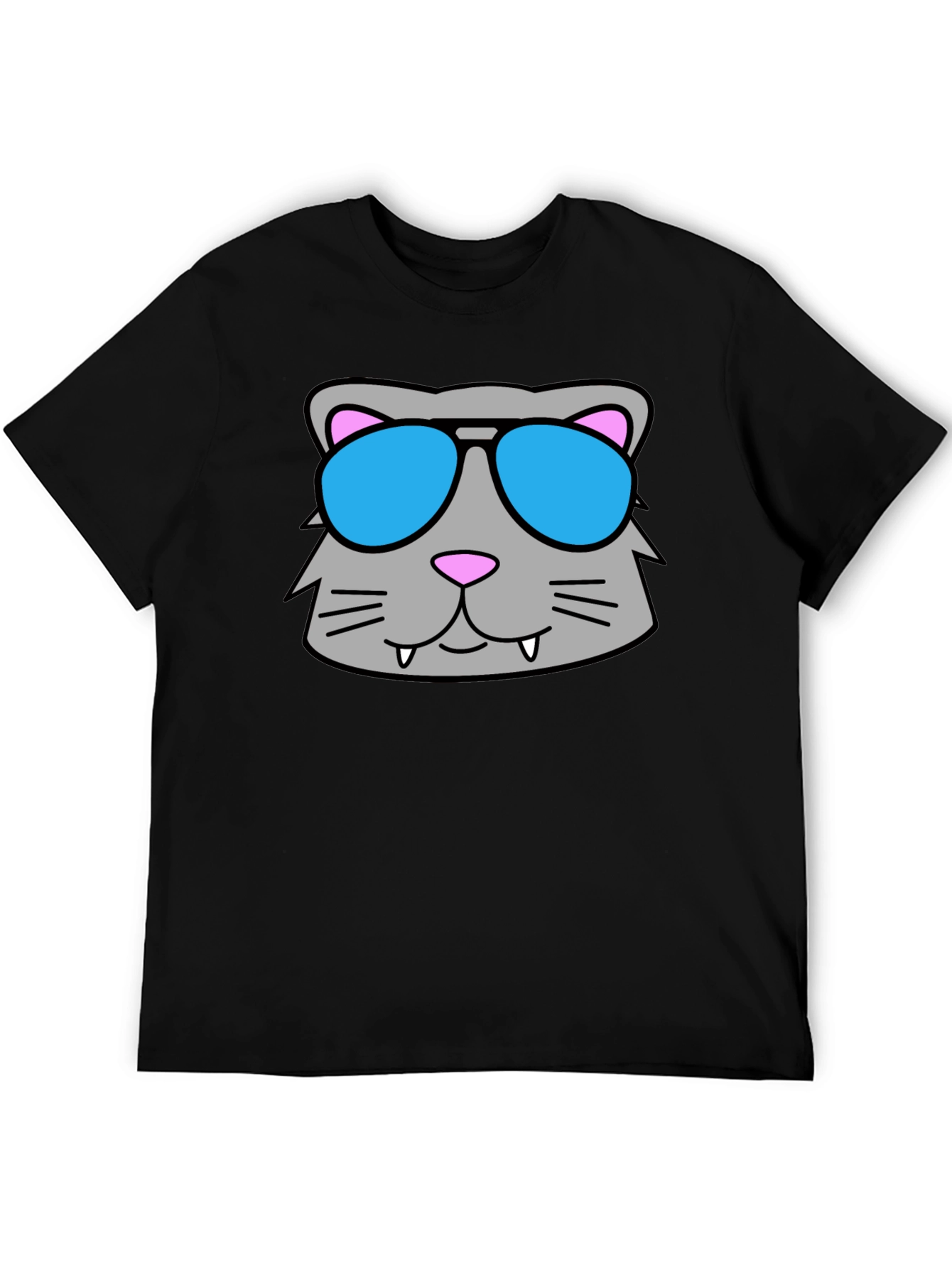 Cool Cat Sunglasses Graphic Tee - Black