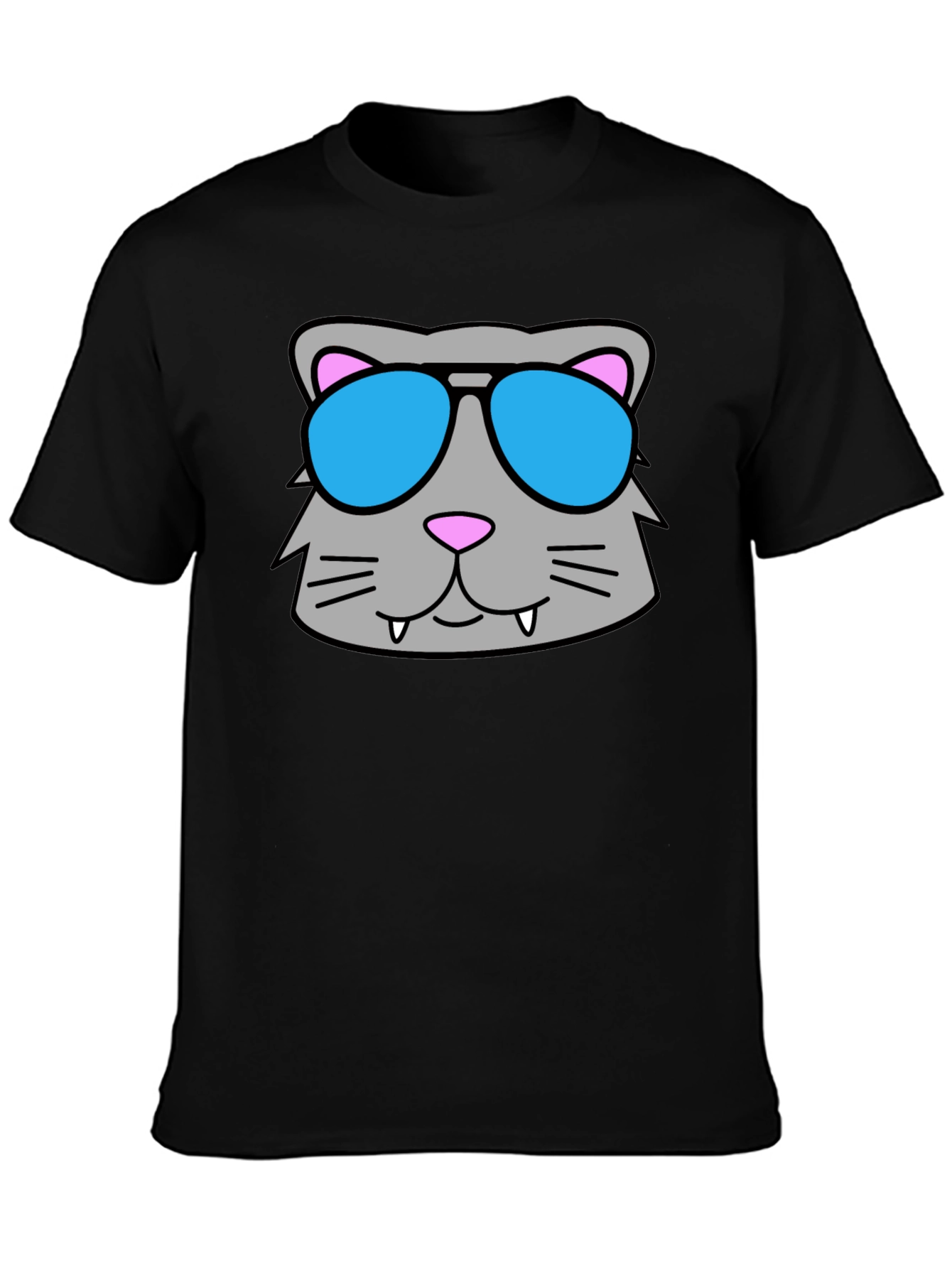Cool Cat Sunglasses Graphic Tee - Black