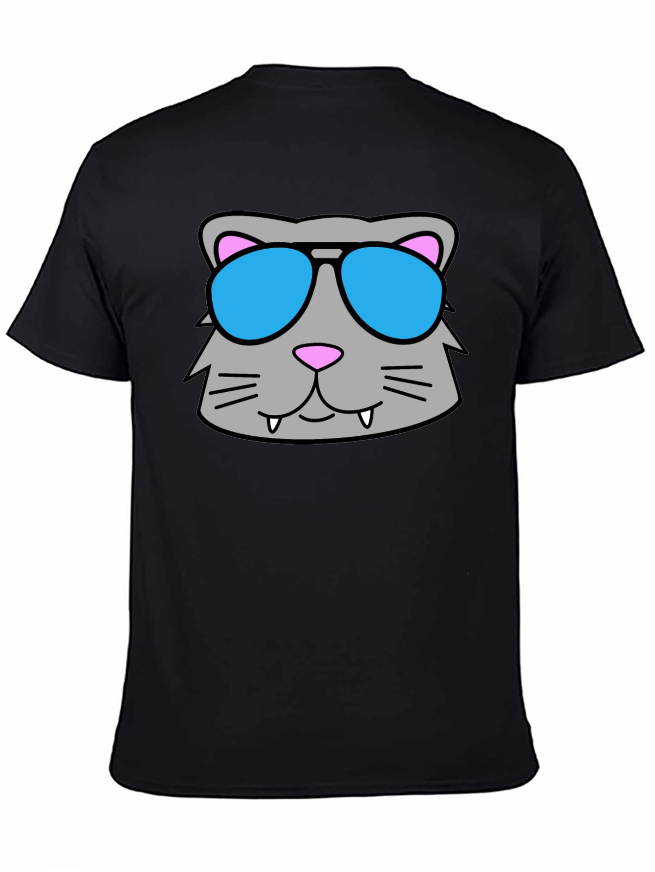 Cool Cat Sunglasses Graphic Tee - Black