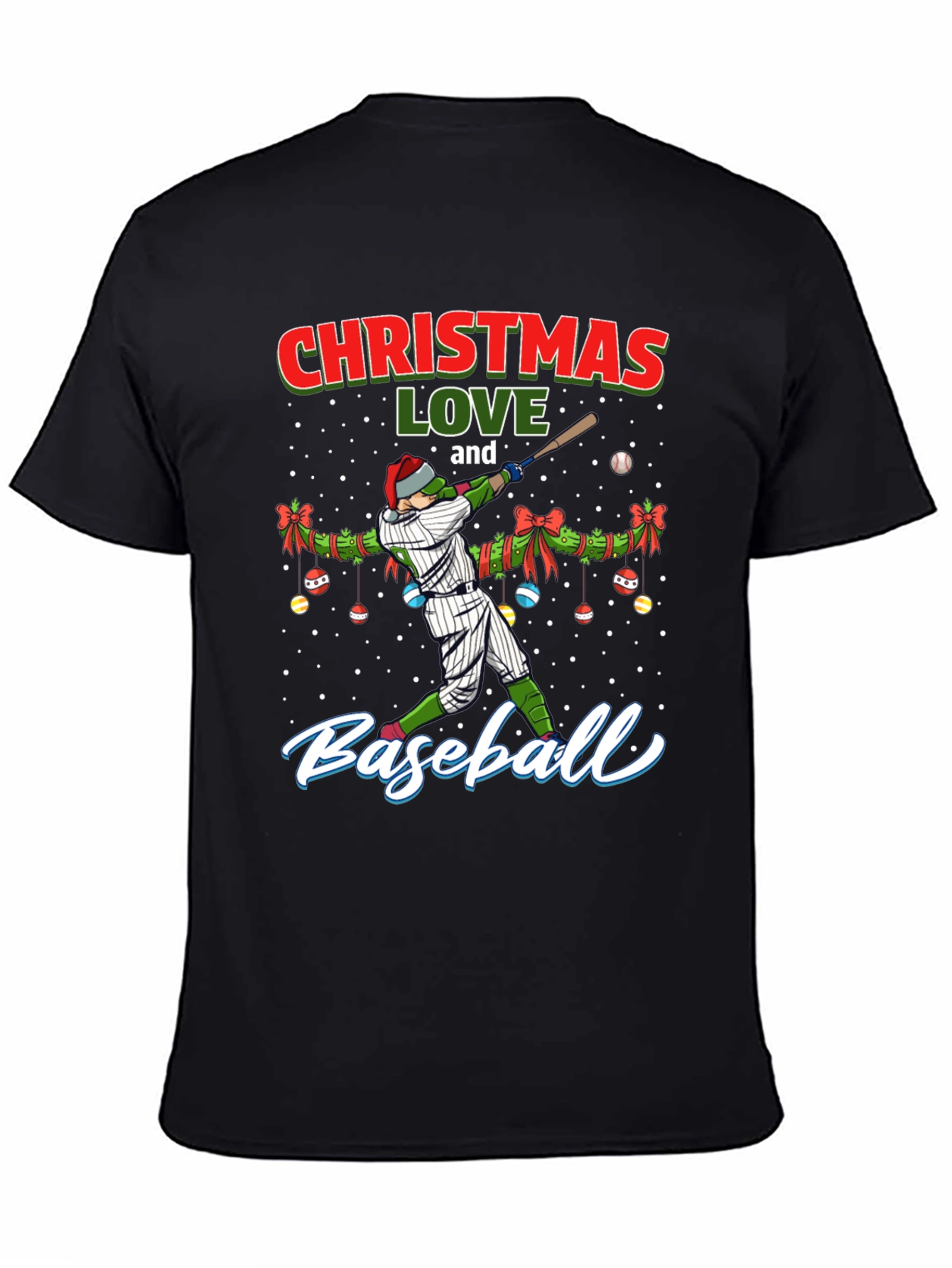 Christmas Baseball Lover T-Shirt Holiday Graphic Tee