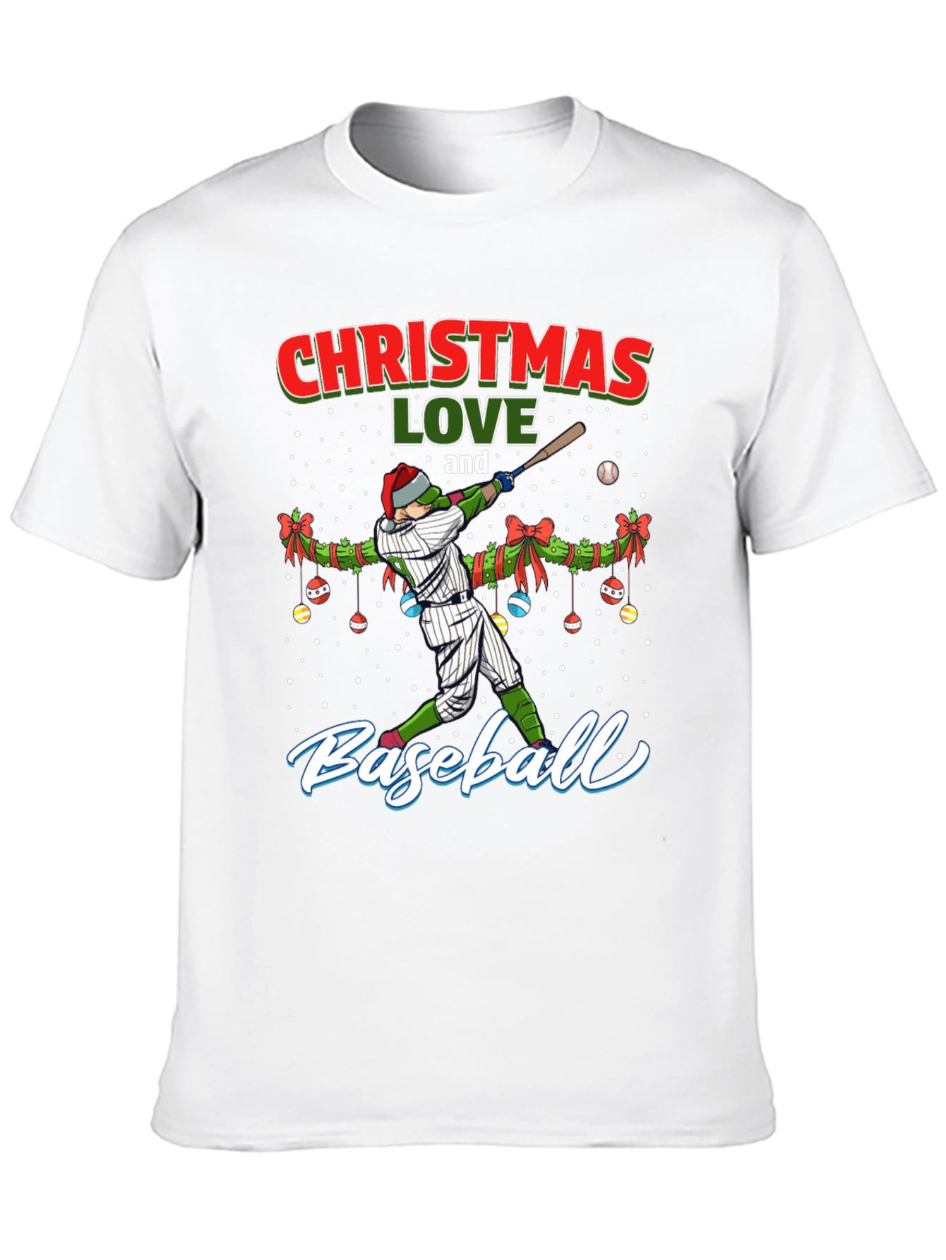 Christmas Baseball Lover T-Shirt Holiday Graphic Tee