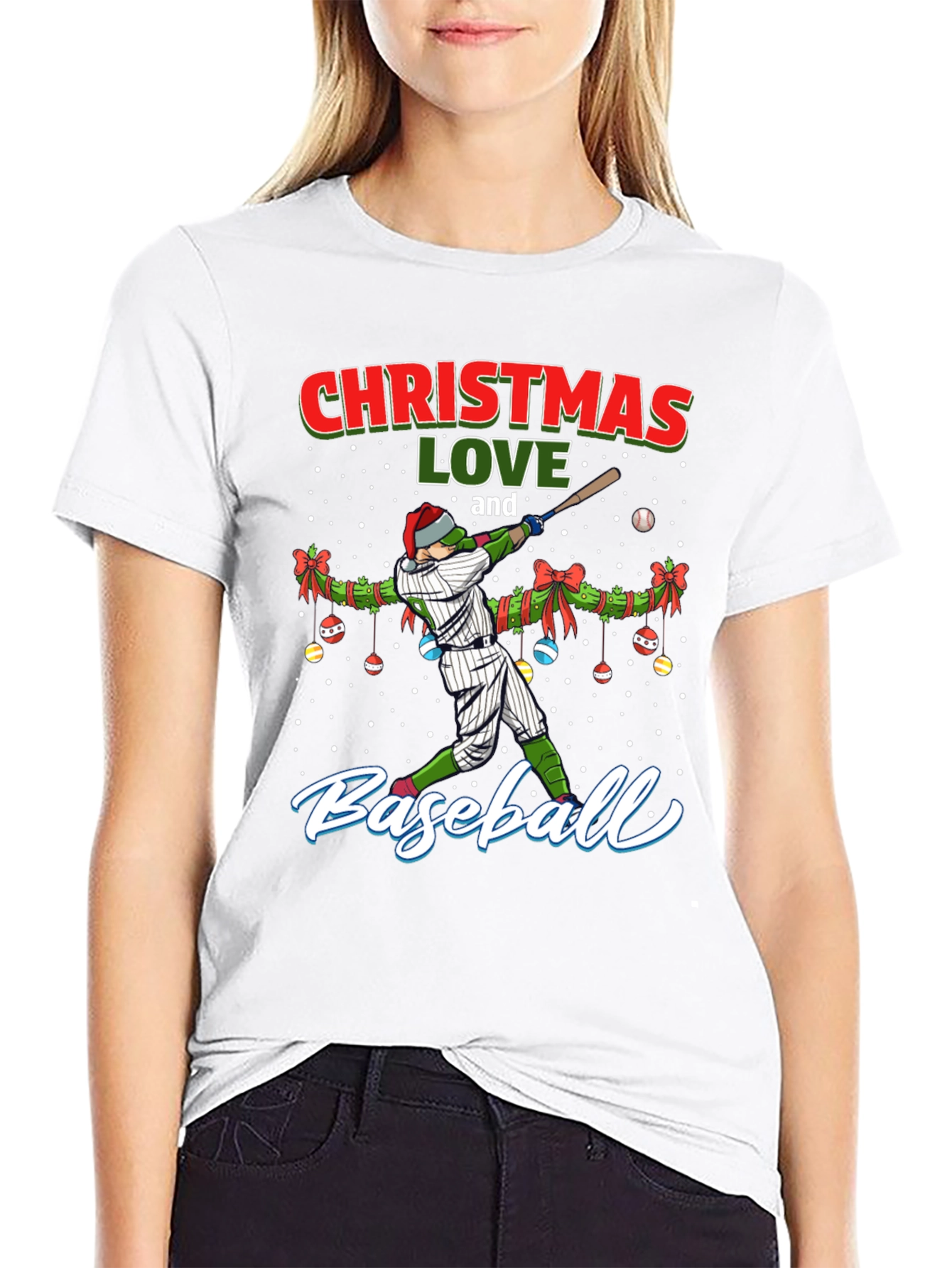 Christmas Baseball Lover T-Shirt Holiday Graphic Tee