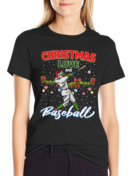 Christmas Baseball Lover T-Shirt Holiday Graphic Tee