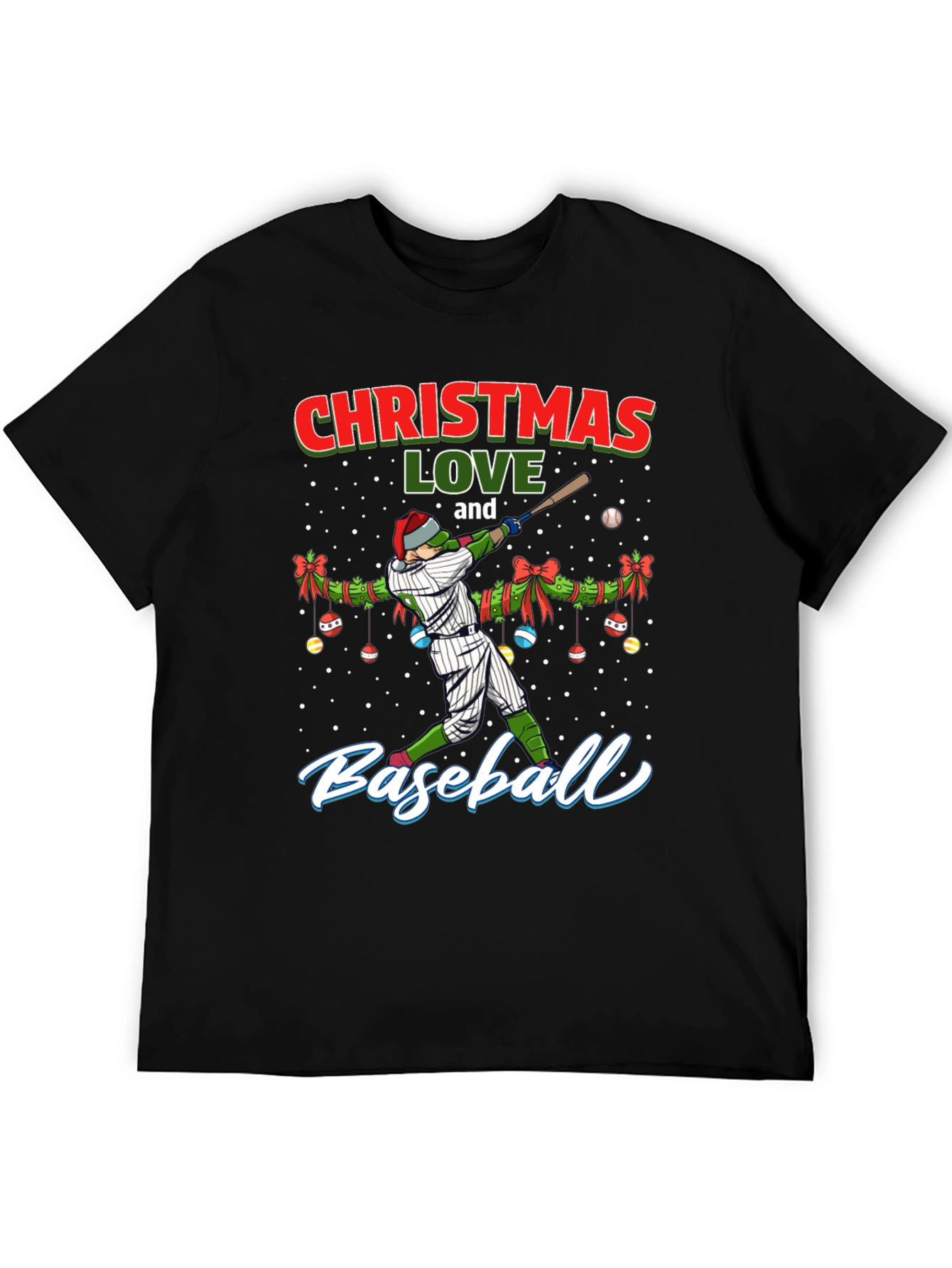 Christmas Baseball Lover T-Shirt Holiday Graphic Tee