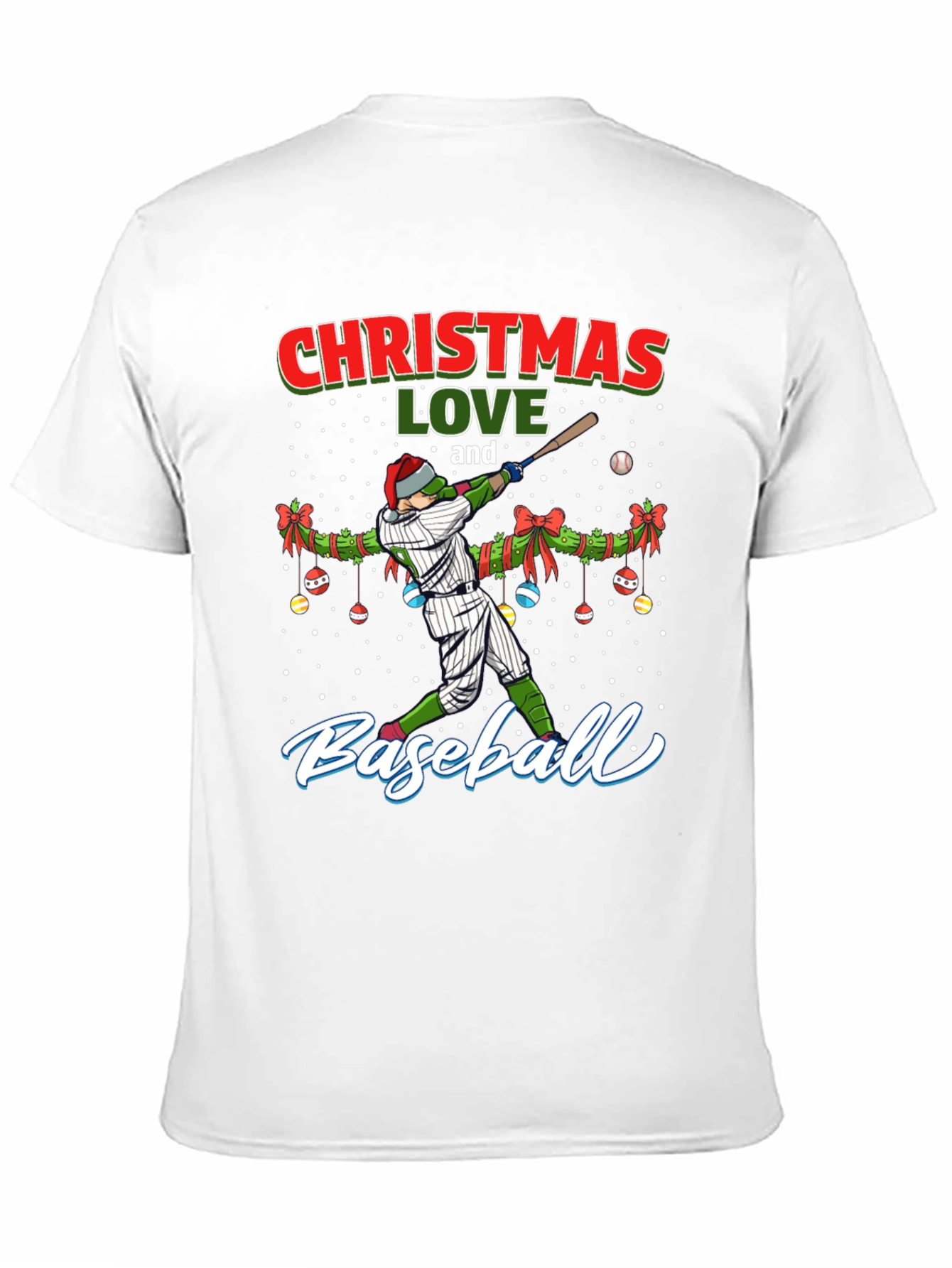 Christmas Baseball Lover T-Shirt Holiday Graphic Tee