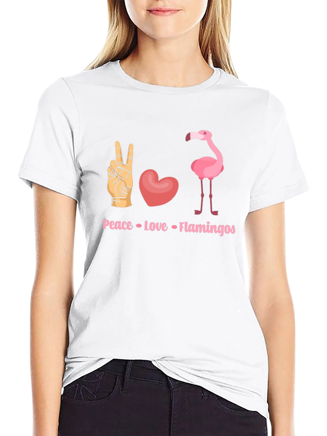 Peace Love Flamingos Graphic T-Shirt