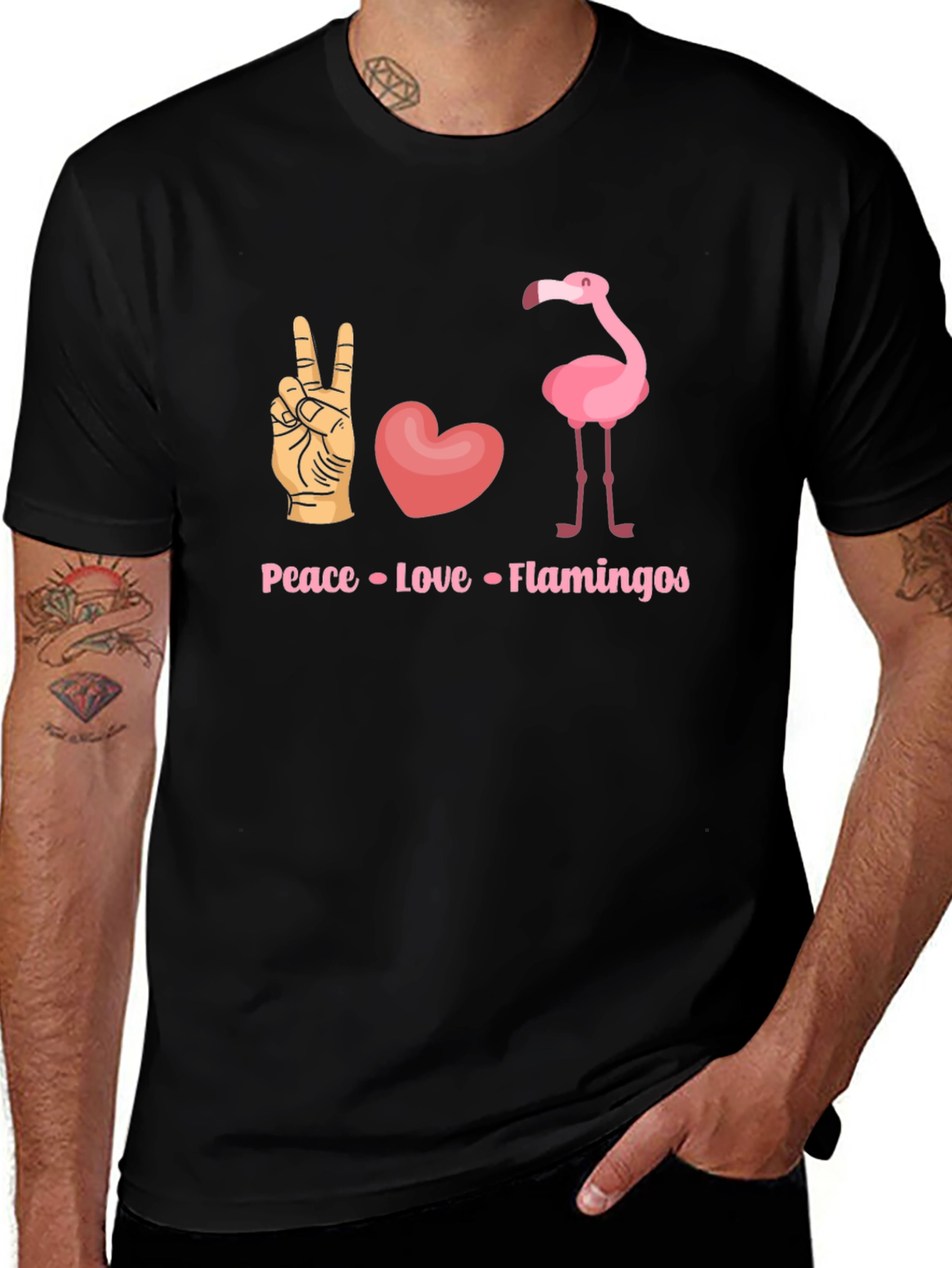 Peace Love Flamingos Graphic T-Shirt