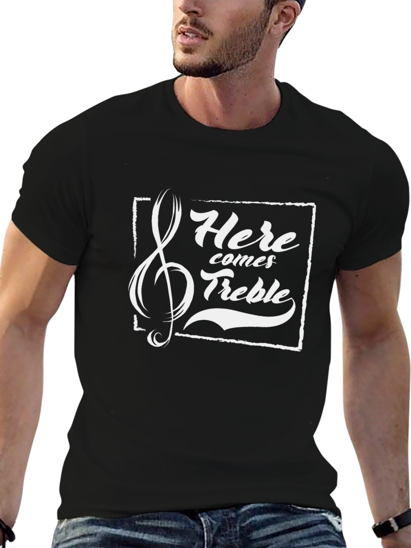 Here Comes Treble Black Graphic Tee
