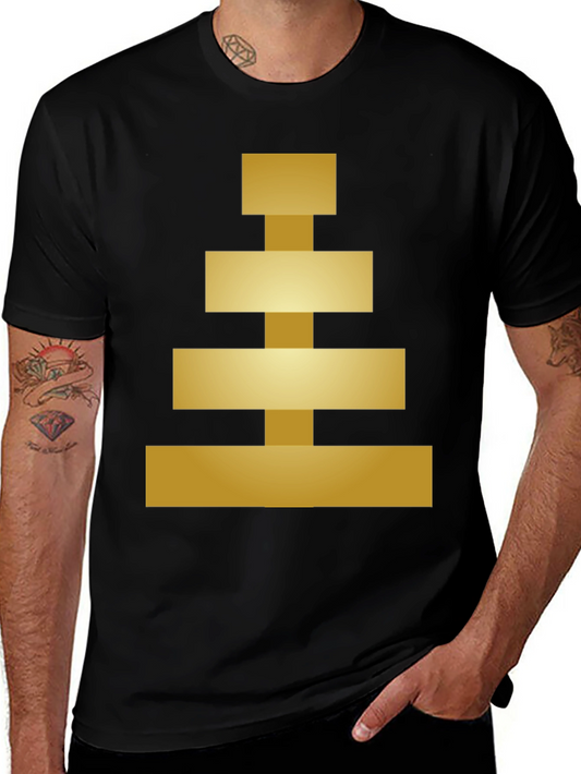 Geometric Gold Block Tee - Modern Style
