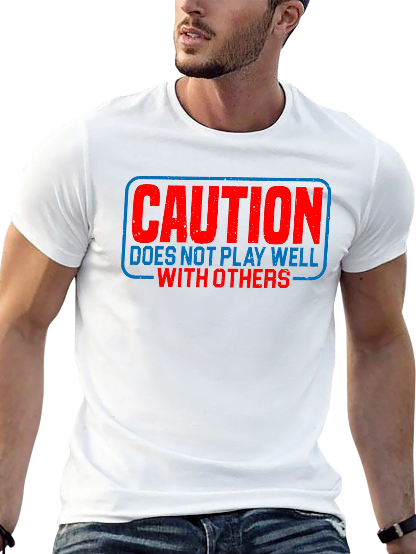 Caution Funny Sarcastic T-Shirt Introvert Tee