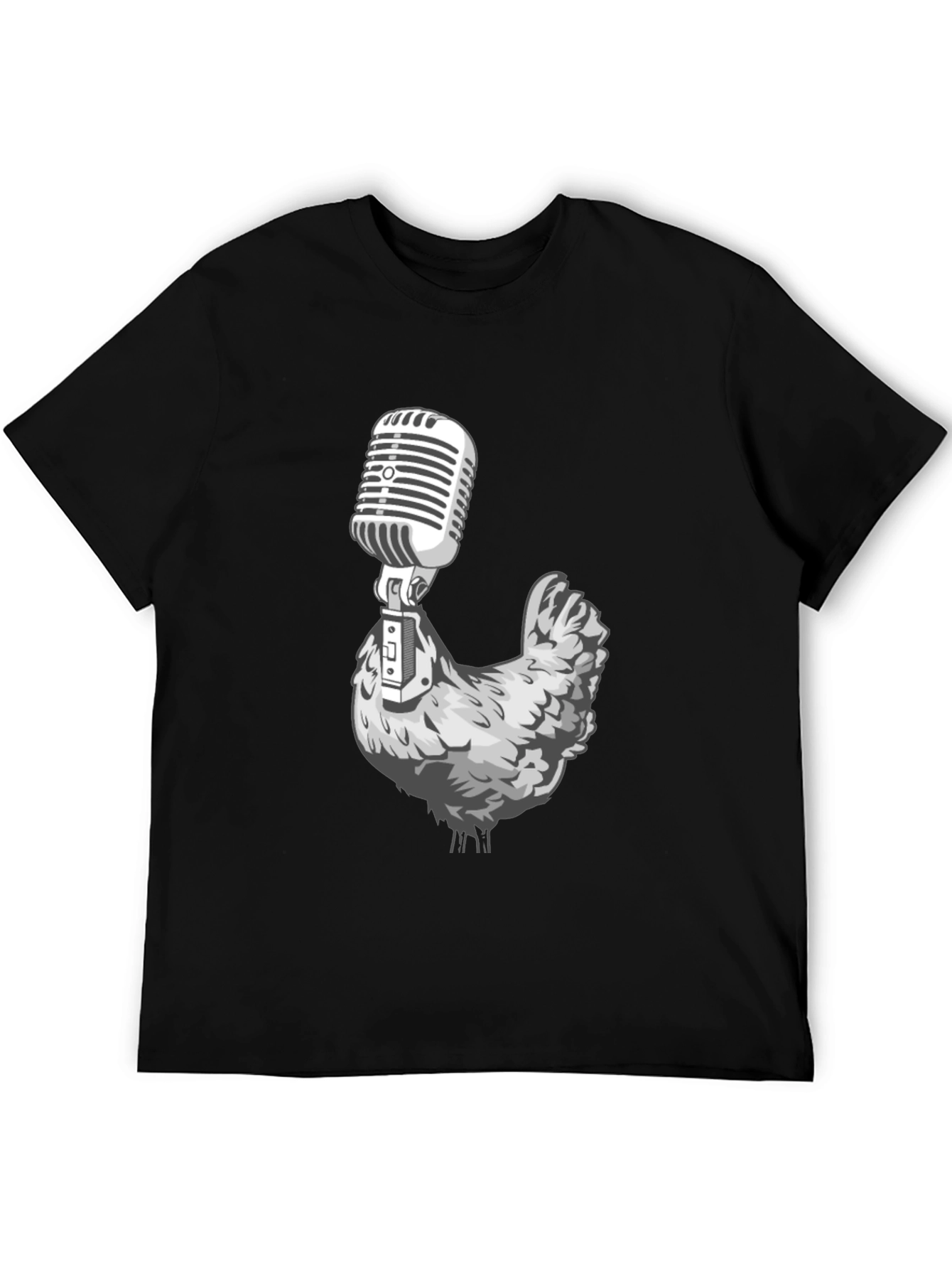 Chicken Microphone Graphic Tee - Black T-Shirt