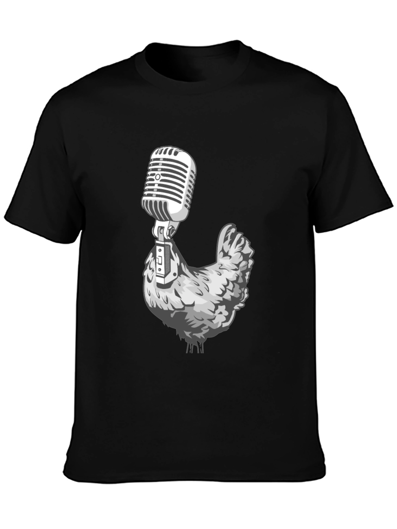 Chicken Microphone Graphic Tee - Black T-Shirt