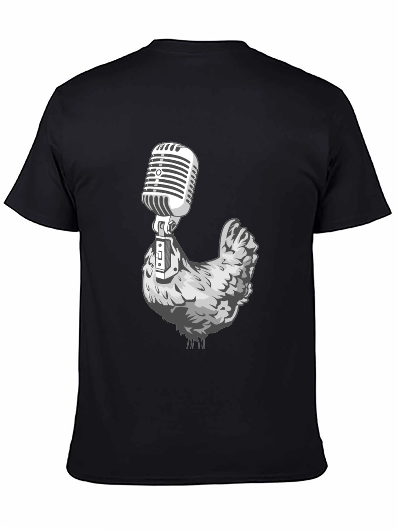 Chicken Microphone Graphic Tee - Black T-Shirt