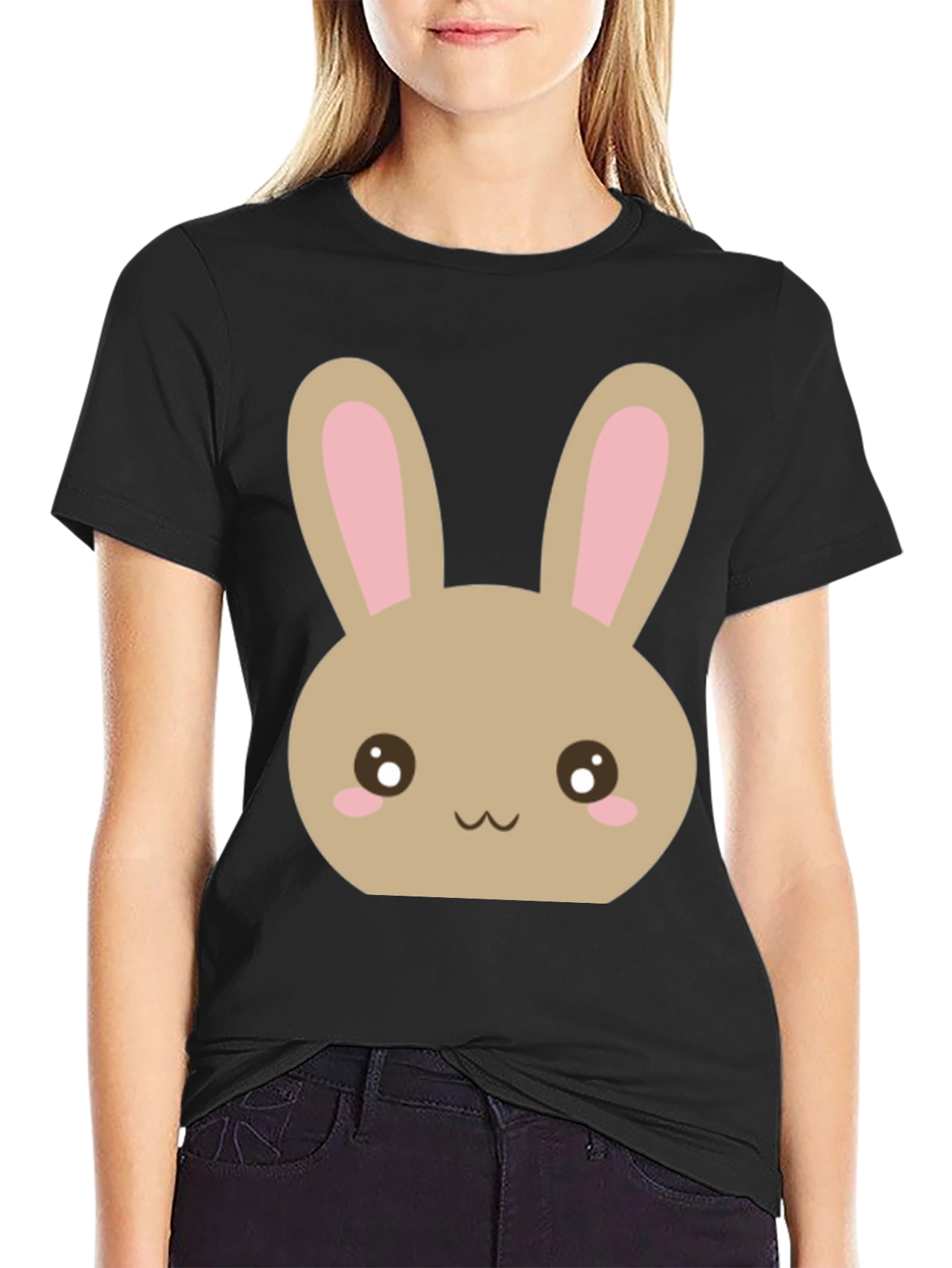 Cute Easter Bunny Black T-Shirt
