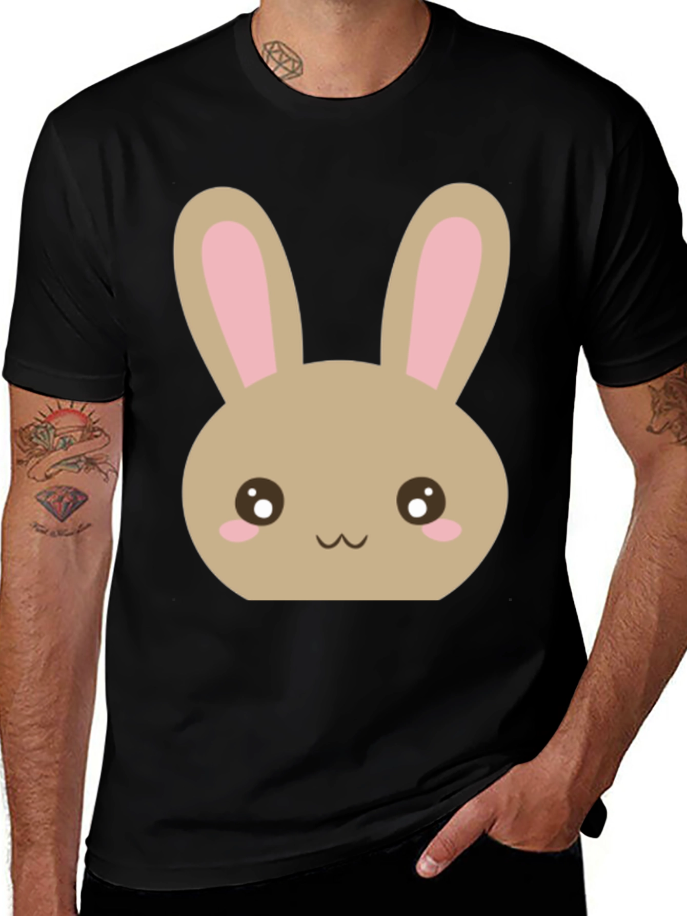 Cute Easter Bunny Black T-Shirt