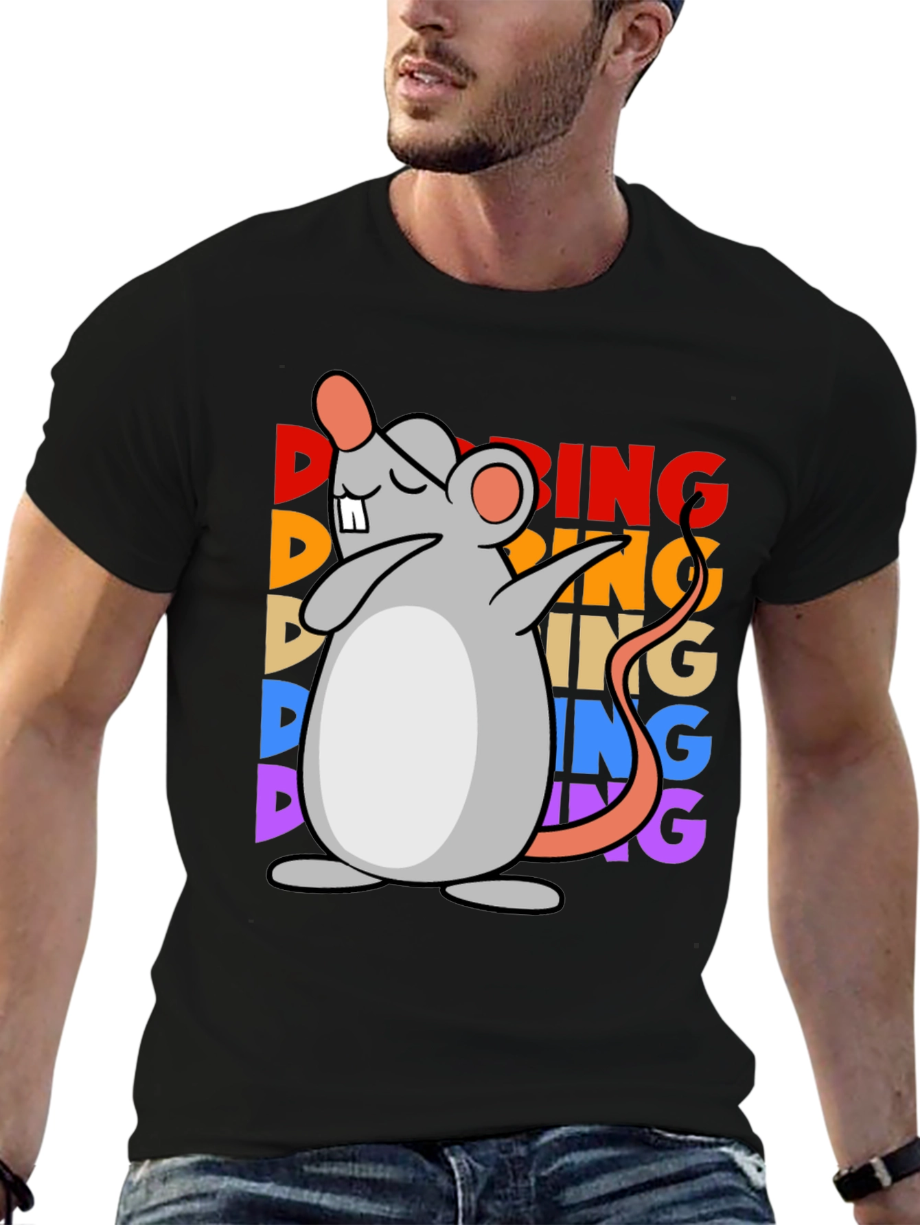 Dabbing Mouse Graphic Tee - Unisex Black T-Shirt