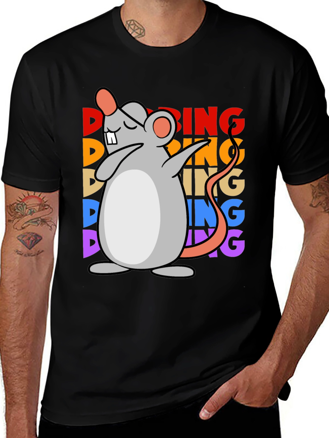 Dabbing Mouse Graphic Tee - Unisex Black T-Shirt