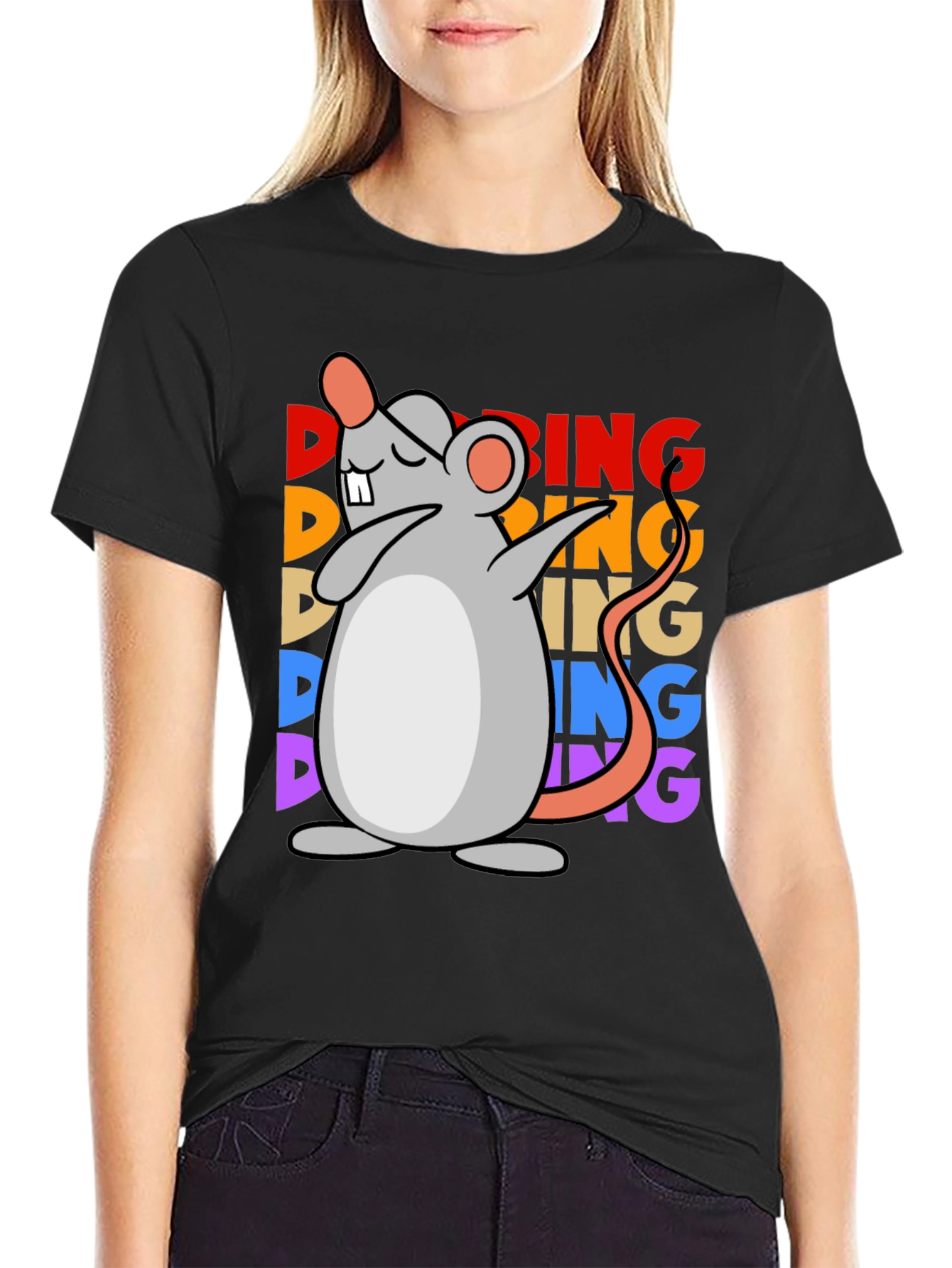 Dabbing Mouse Graphic Tee - Unisex Black T-Shirt