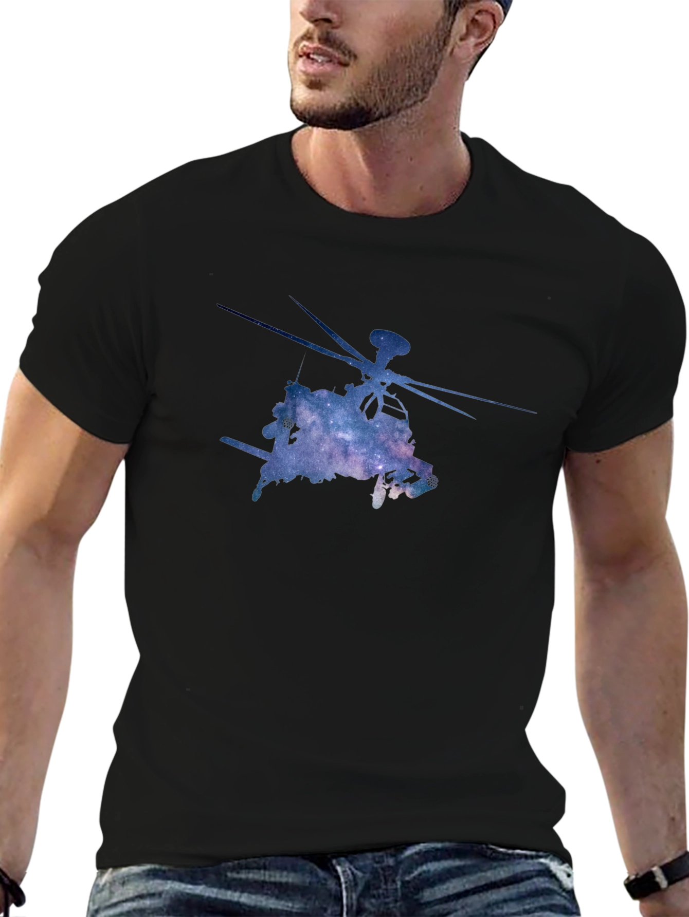 Galaxy Helicopter Graphic Tee - Black