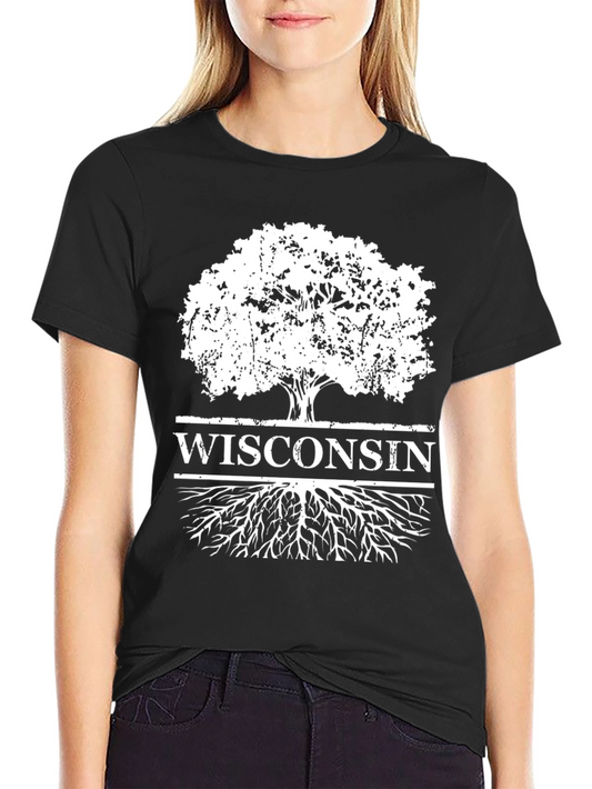 Wisconsin Tree Roots Black T-Shirt