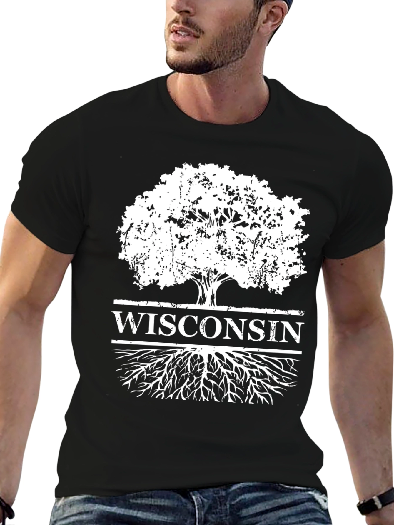 Wisconsin Tree Roots Black T-Shirt