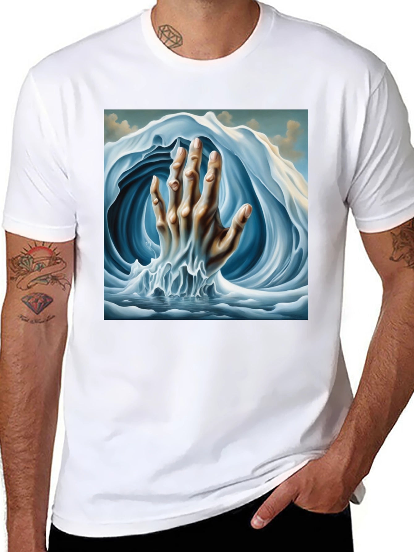 Surreal Wave Hand Graphic Tee